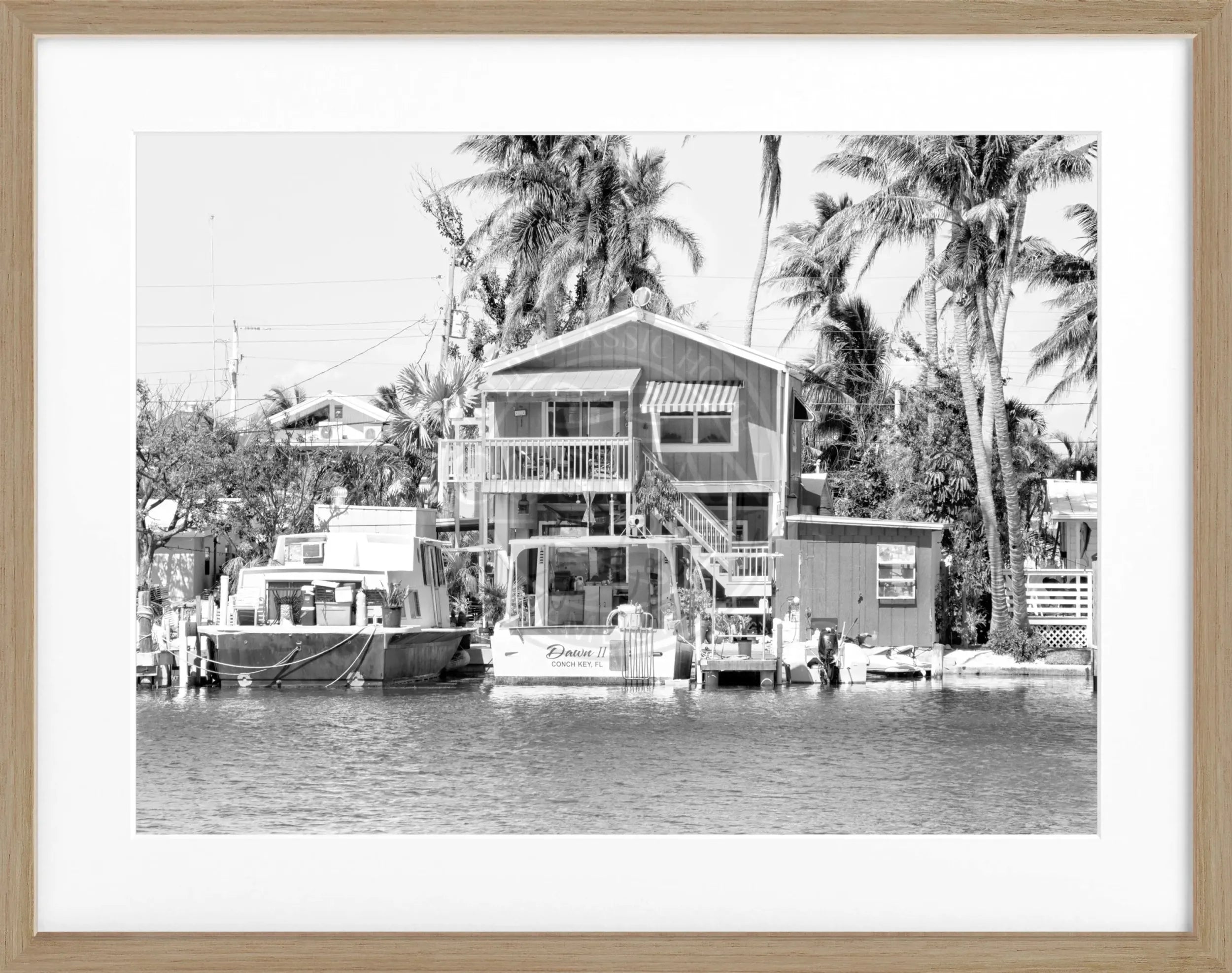 Schwarz-weiß Poster mit Rahmen der Florida Keys von Cosman-Photocollection, 31x25 cm, Fotokunst für Wanddekoration