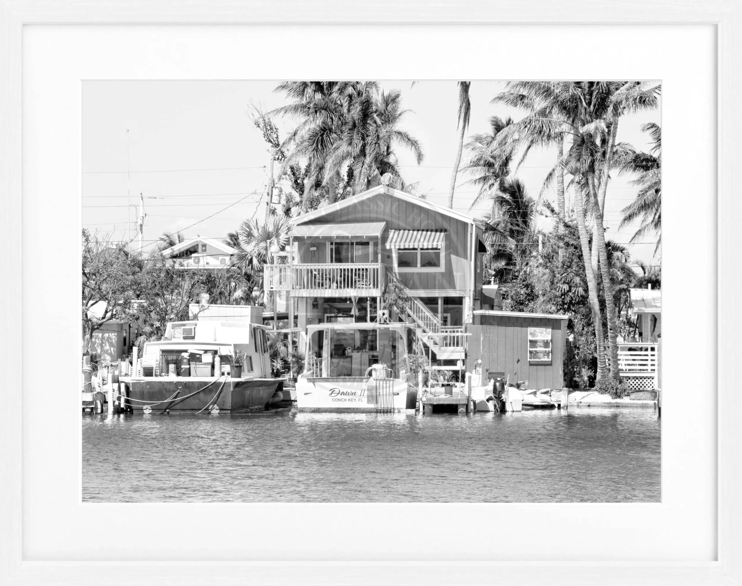 Schwarz-weiß Poster mit Rahmen, Florida Keys, von Cosman-Photocollection, 31x25cm, dekoratives Wandbild