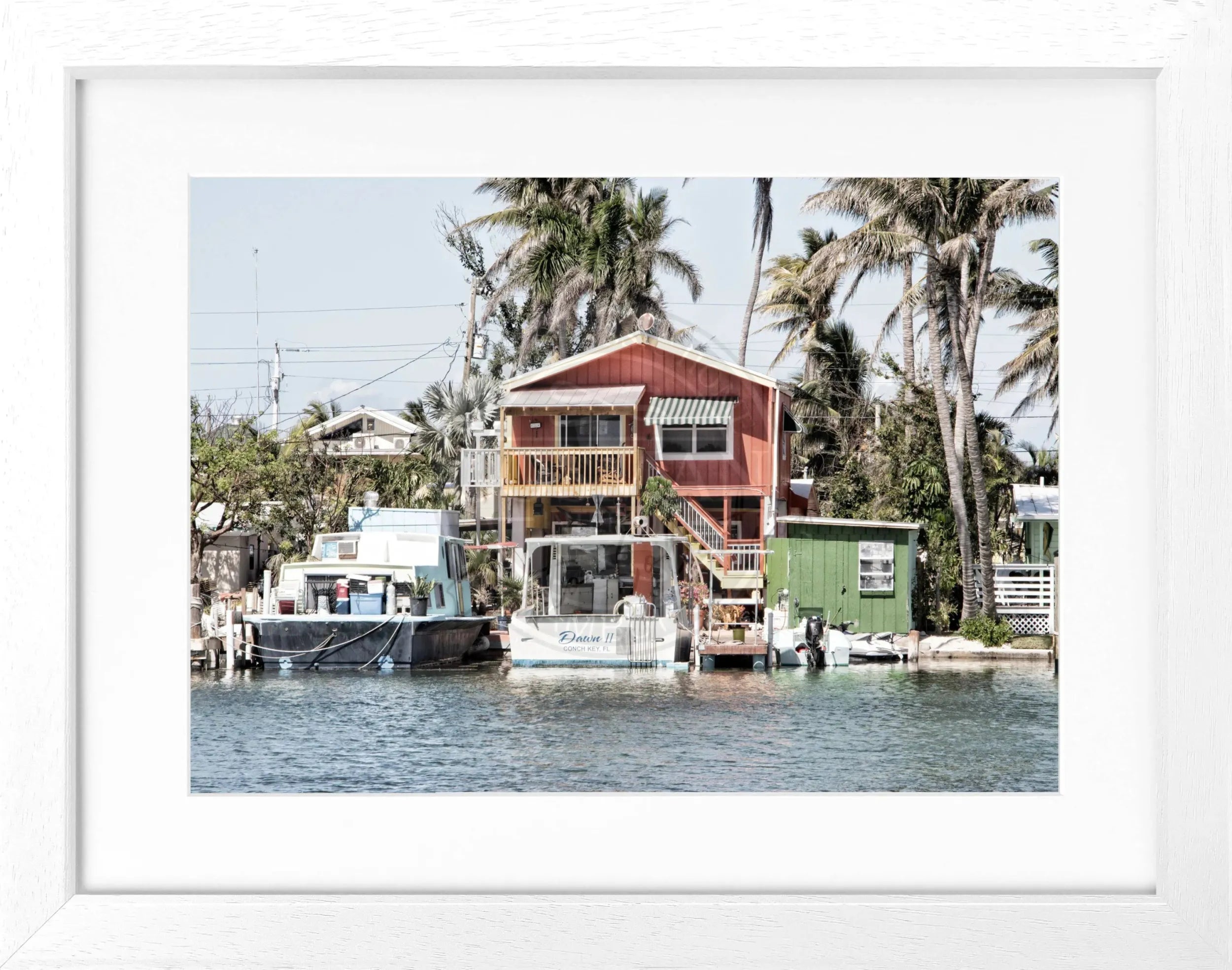 Schwarz-weiß Poster mit Rahmen, Florida Keys Motiv, von Cosman-Photocollection, 31x25 cm, dekoratives Wandbild