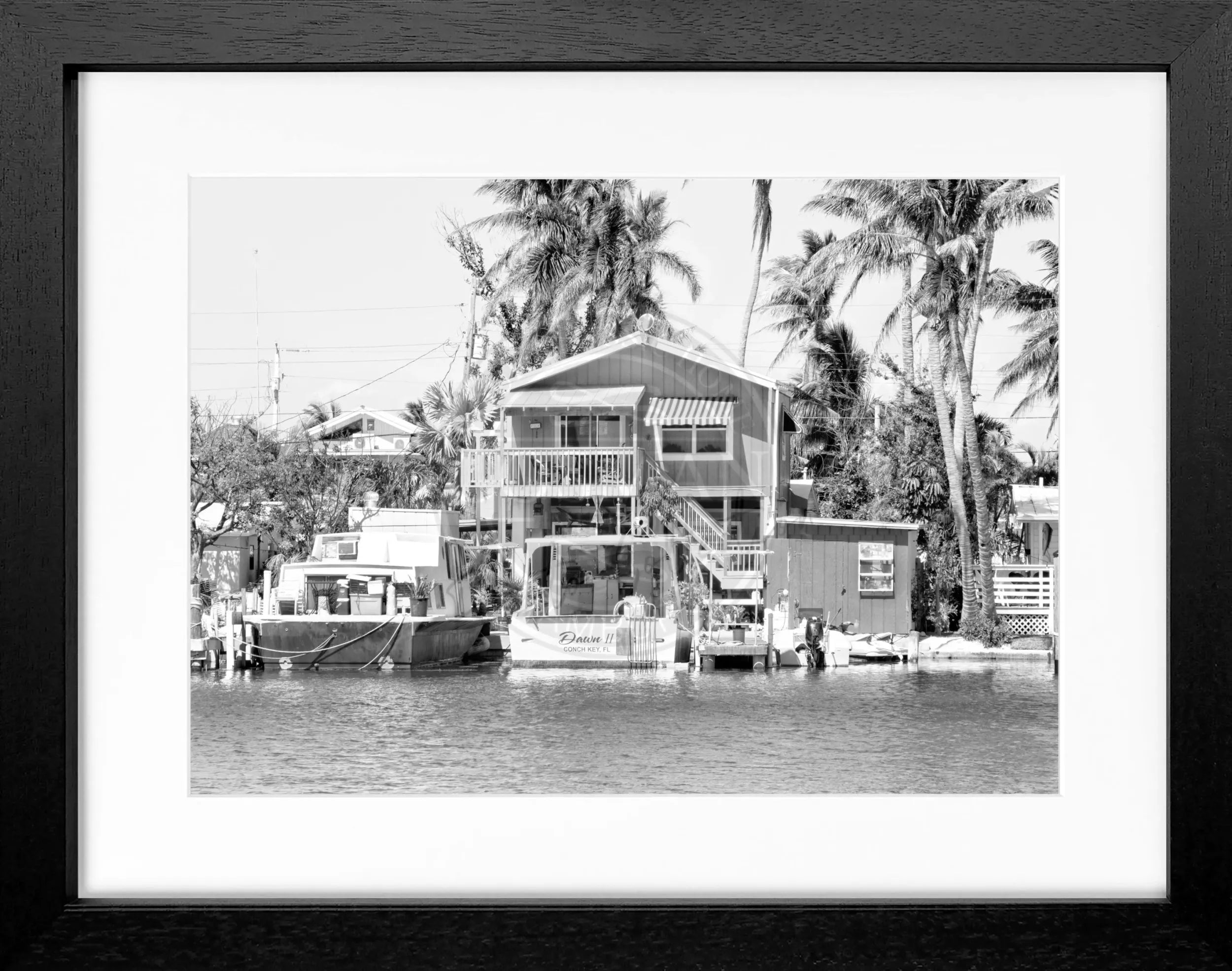 Schwarz-weiß Poster mit Rahmen, Florida Keys Motiv, von Cosman-Photocollection, 31x25 cm, Fotokunst für Wanddekoration