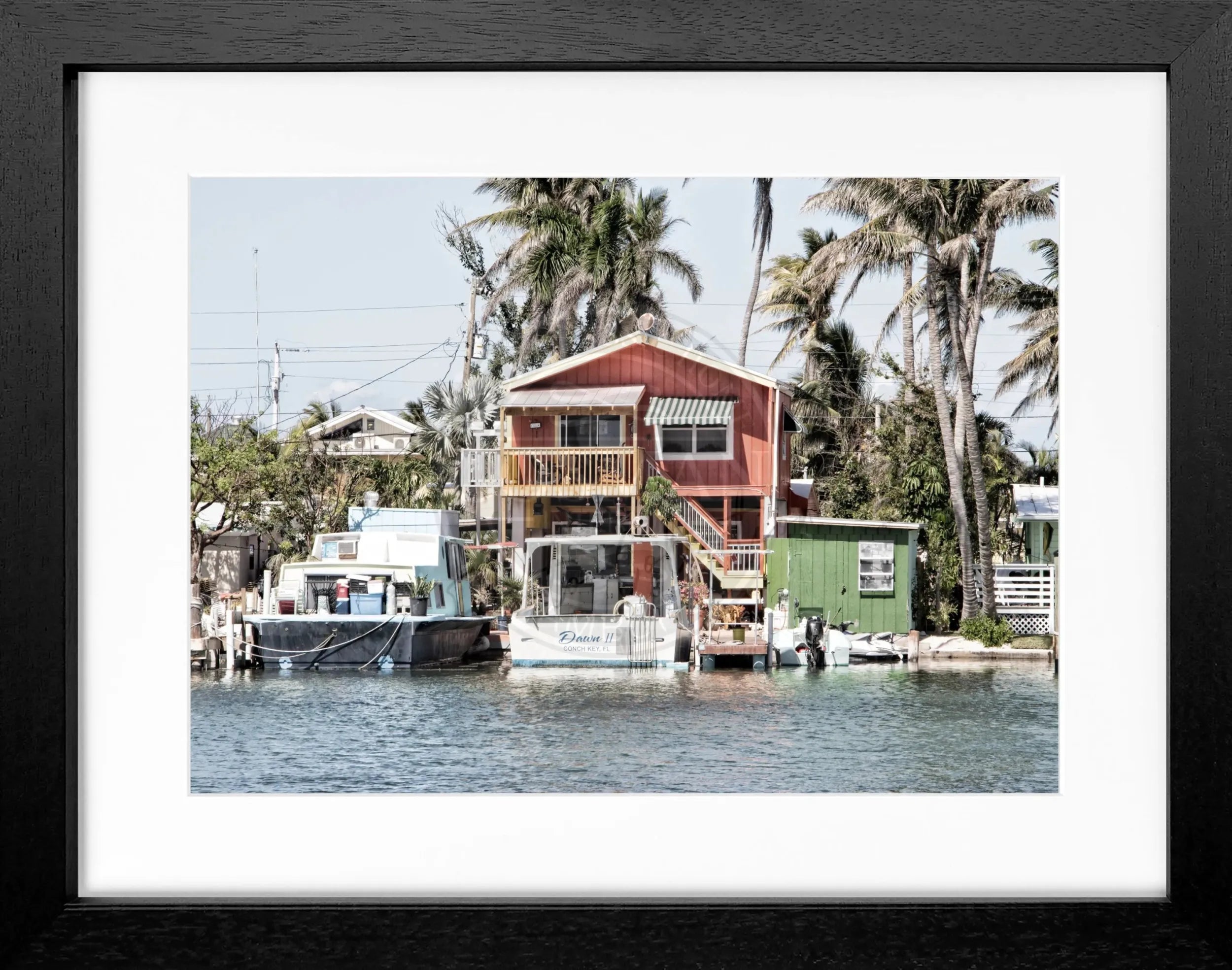 Schwarz-weiß Poster mit Rahmen, Florida Keys Motiv, von Cosman-Photocollection, 31x25 cm, Wanddekoration