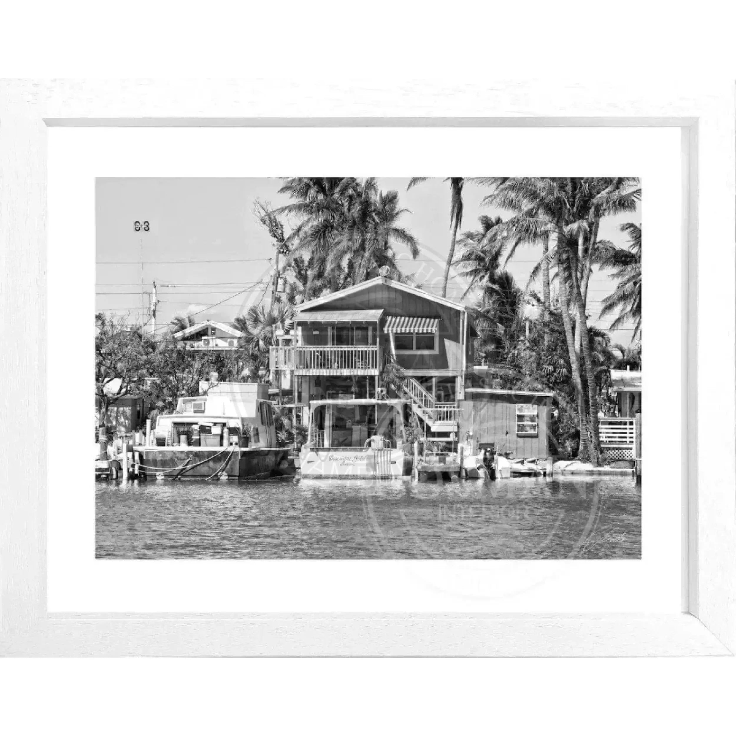 Schwarz-weiß Poster mit Rahmen der Florida Keys, 31x25cm, von Cosman-Photocollection, dekoratives Wandbild