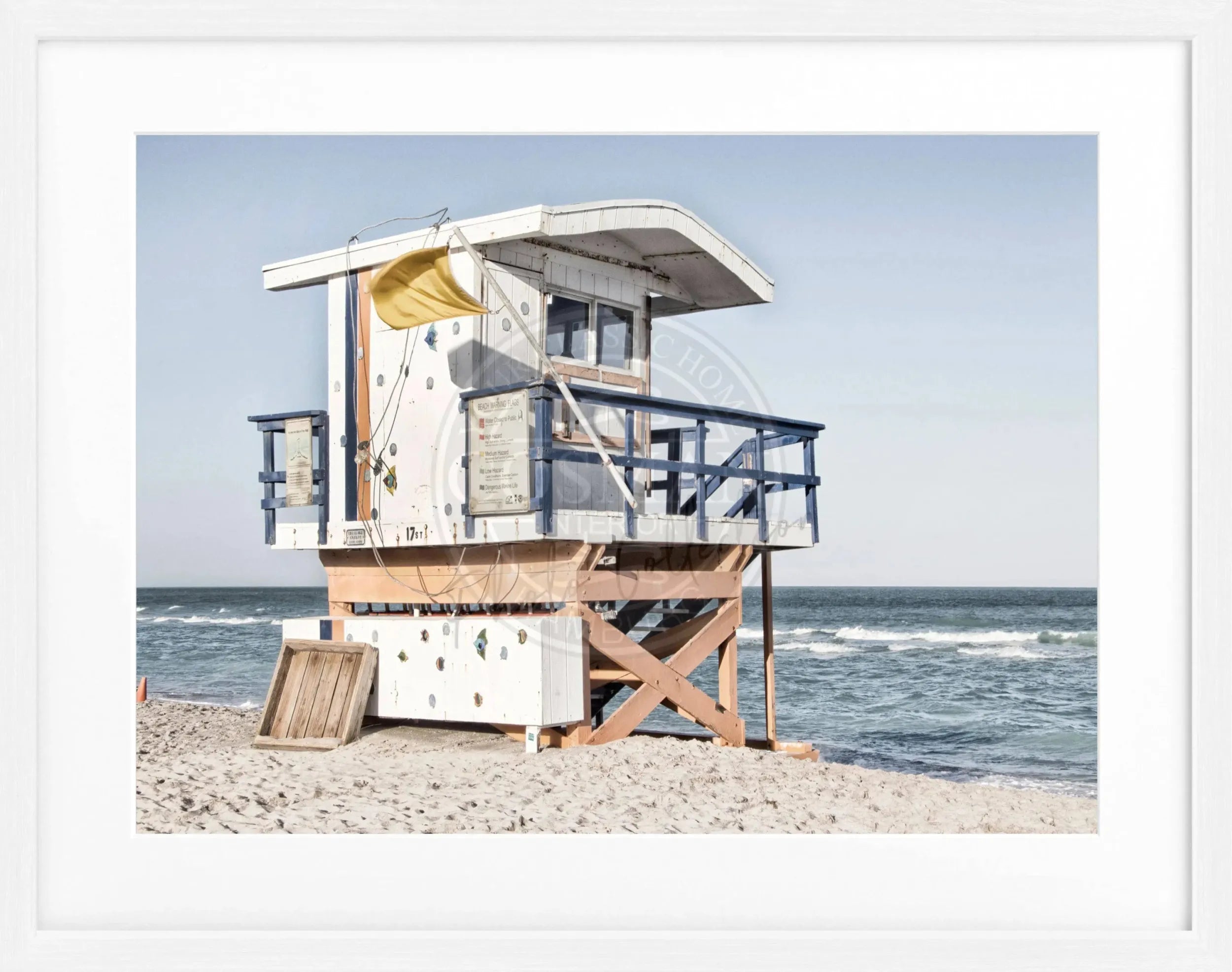 Schwarz-weiß Poster mit Rahmen von Florida Miami Beach, 31x25 cm, von Cosman-Photocollection, dekoratives Wandbild