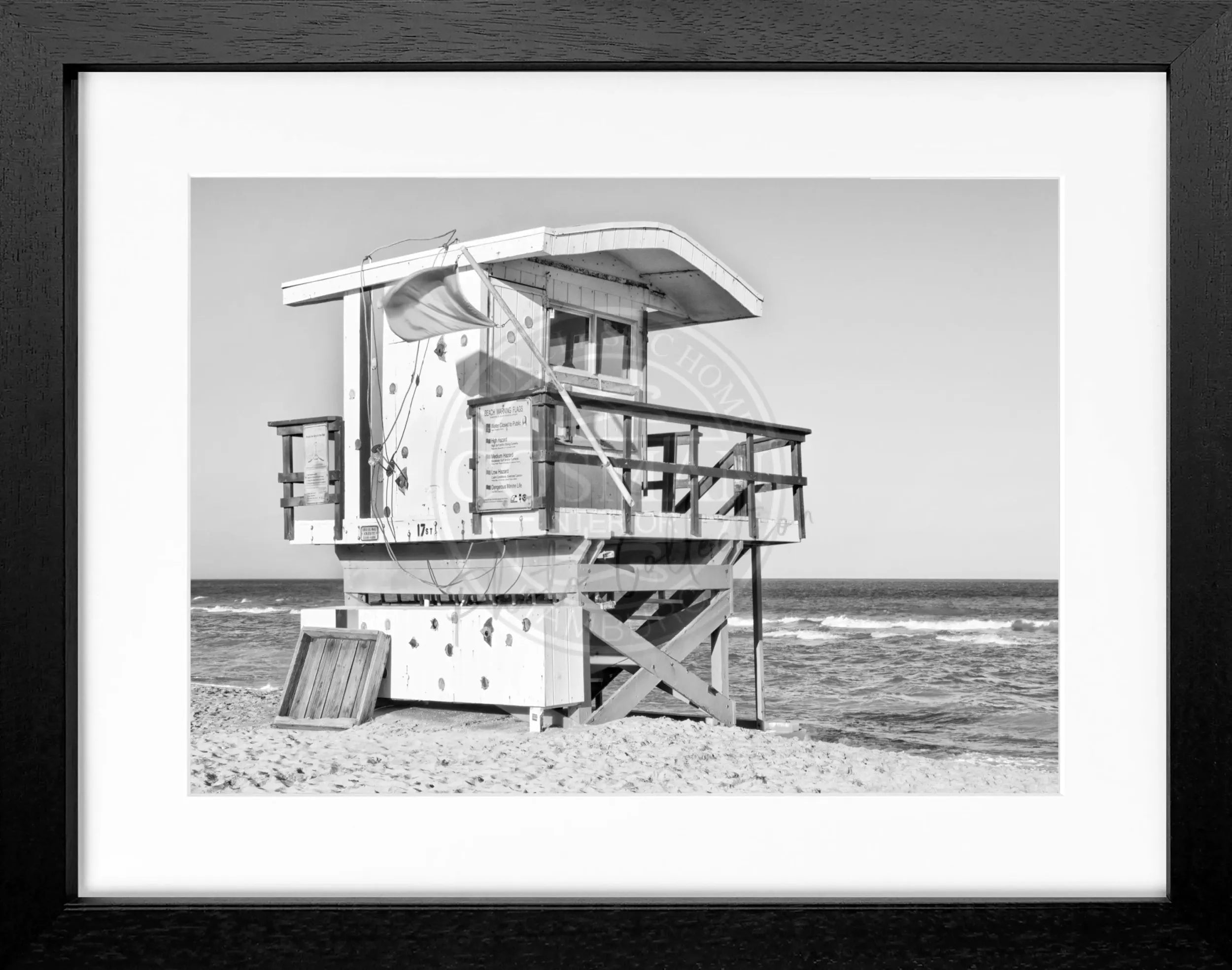 Schwarz-weiß Poster mit Rahmen, Florida Miami Beach, von Cosman-Photocollection, 31x25 cm, Wanddekoration