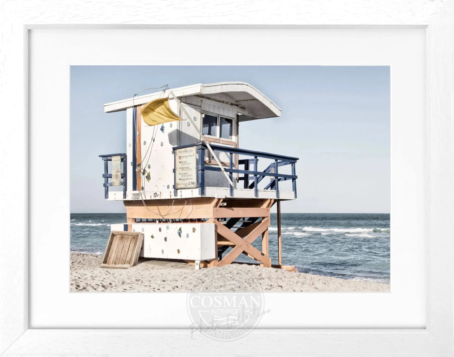 Schwarz-weiß Poster mit Rahmen, Florida Miami Beach, von Cosman-Photocollection, 31x25 cm, Wandbild für Dekoration
