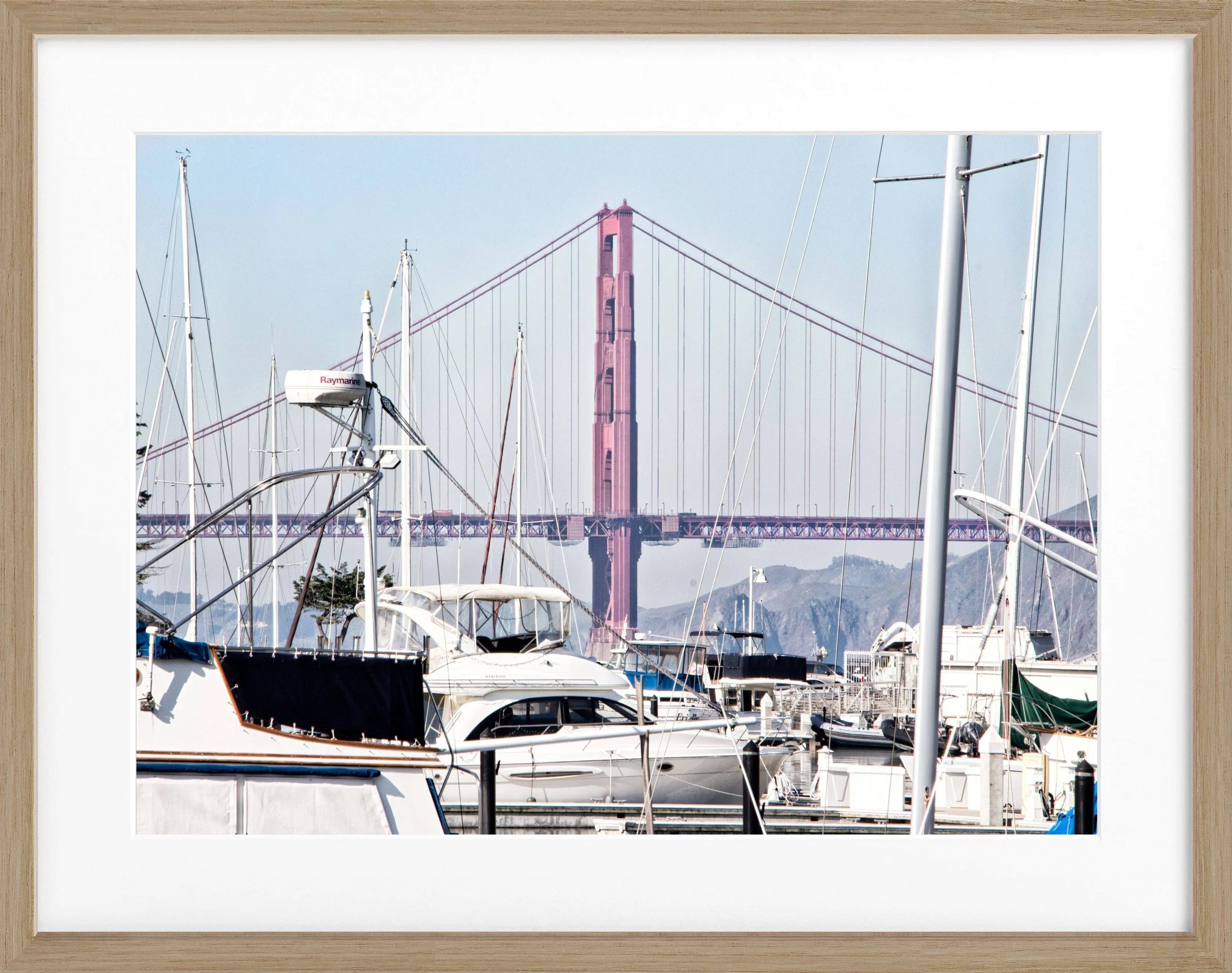 Schwarz-weiß Poster mit Rahmen, Golden Gate Bridge San Francisco, von Cosman-Photocollection, Maße 31x25 cm.