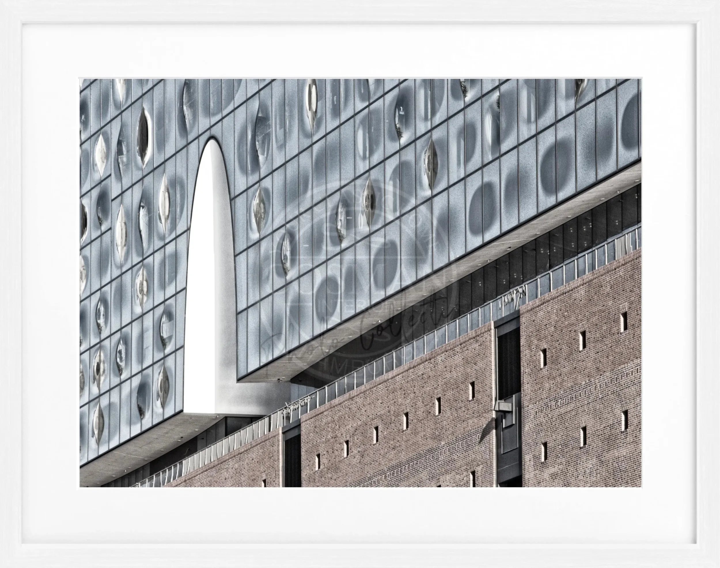 Schwarz-weiß Poster mit Rahmen, Hamburg Elphi Motiv, von Cosman-Photocollection, 31x25 cm, dekoratives Wandbild