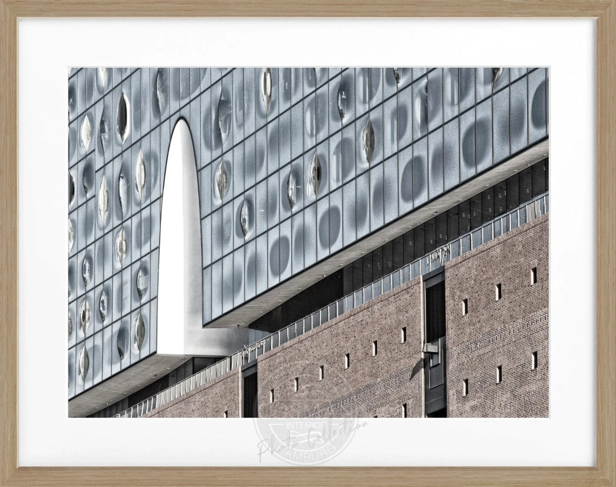 Schwarz-weiß Poster mit Rahmen, Hamburg Elphi Motiv, ca. 31x25cm, von Cosman-Photocollection, Wanddekoration für Hamburg Fans