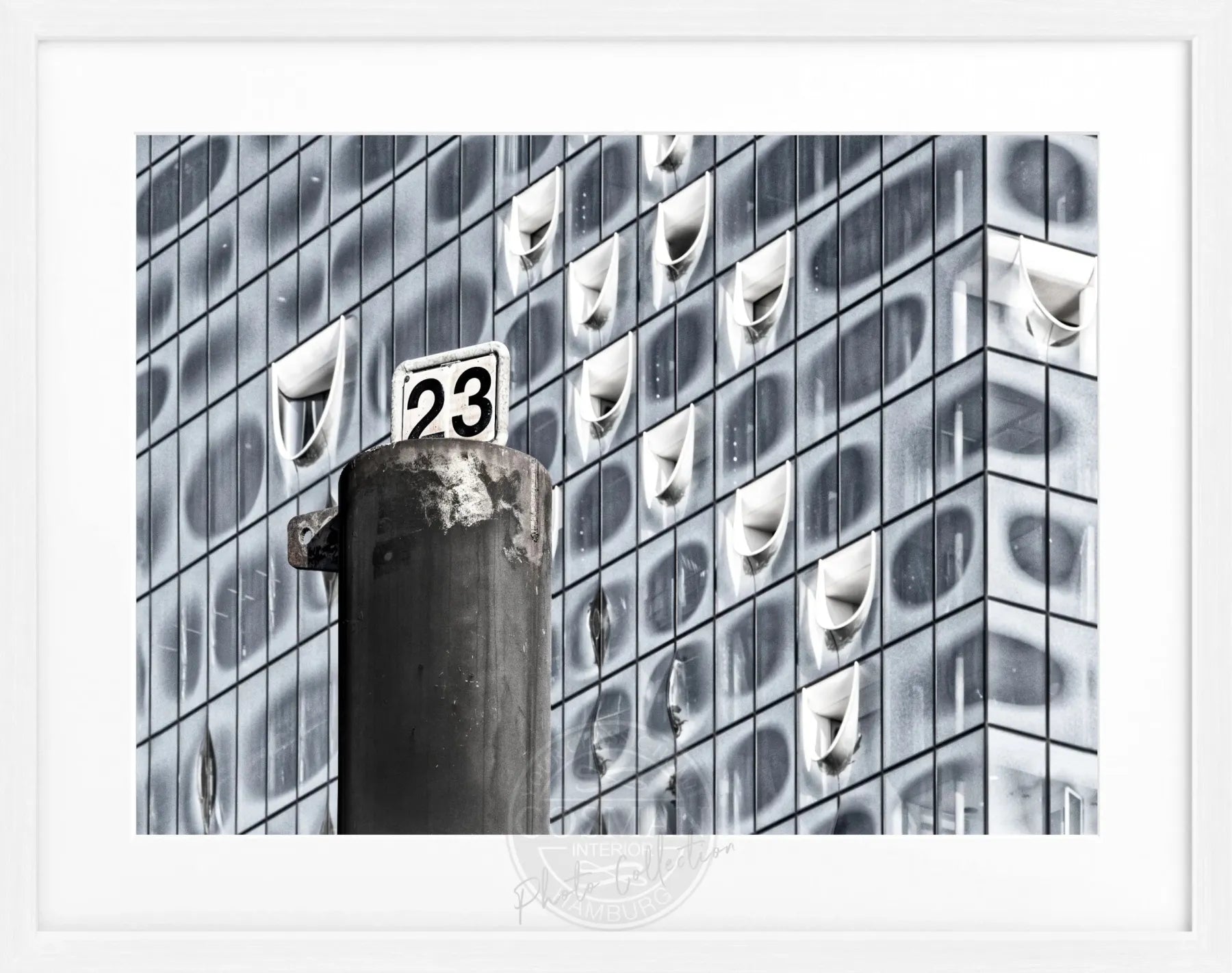 Schwarz-weiß Poster mit Rahmen, Hamburg Elphi Motiv, von Cosman-Photocollection, 31x25cm, dekoratives Wandbild