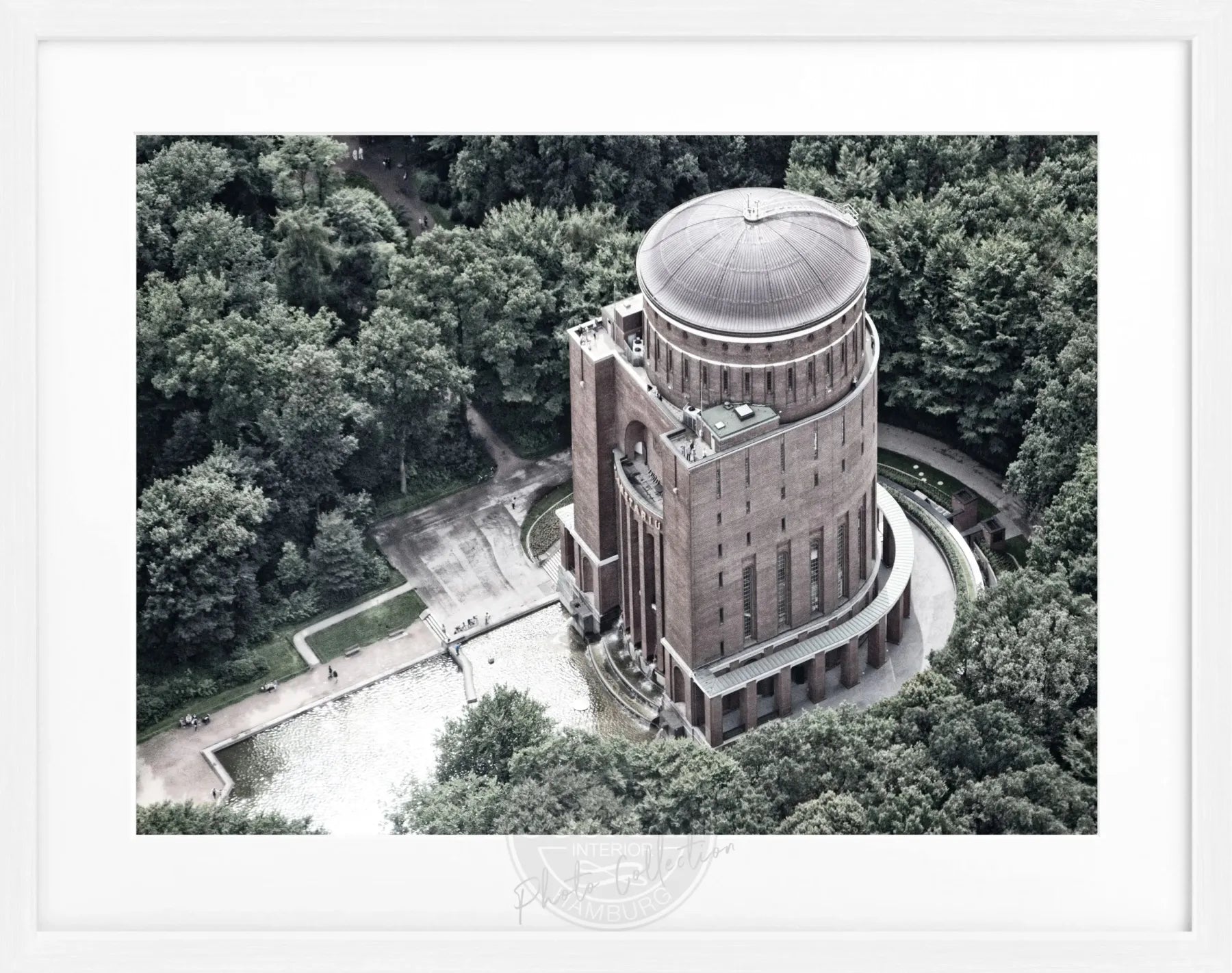 Schwarz-weiß Poster mit Rahmen von Cosman-Photocollection, Hamburg Planetarium, 31x25cm, modernes Wandbild