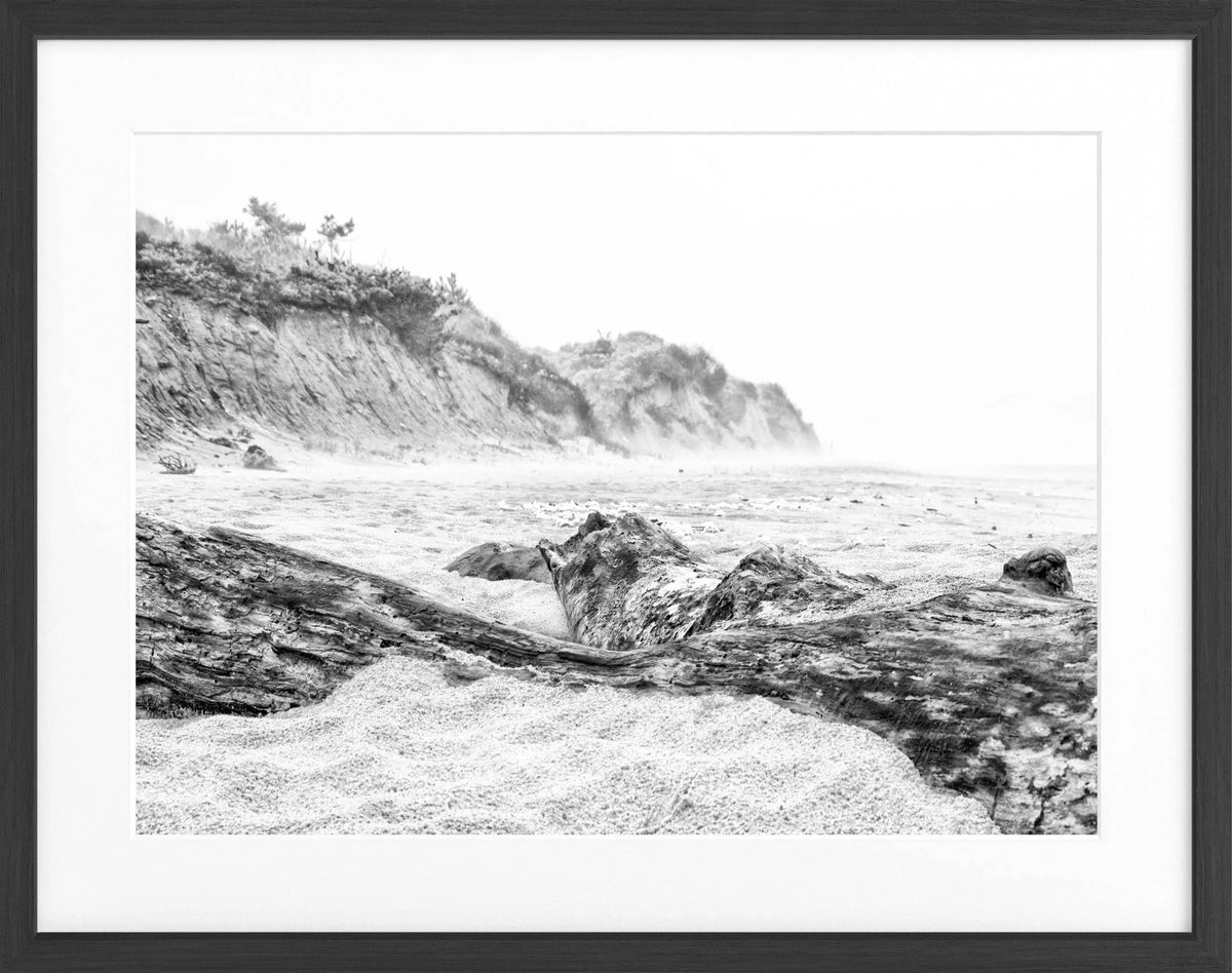 Schwarz-weiß Poster mit Rahmen, Hamptons Long Island Beach, Cosman-Photocollection, 31x25 cm, Strandmotiv