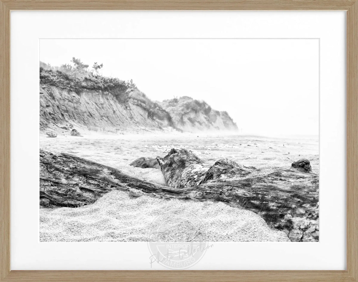 Schwarz-weiß Poster mit Rahmen, Hamptons Long Island Beach Motiv, von Cosman-Photocollection, 31x25 cm
