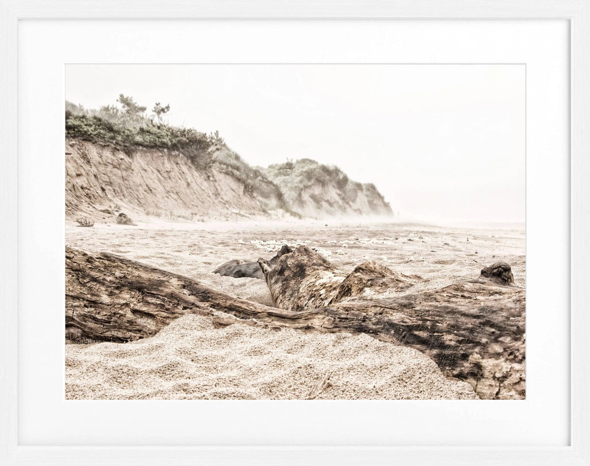 Schwarz-weiß Poster mit Rahmen, Hamptons Long Island Beach Motiv, 31x25 cm, von Cosman-Photocollection