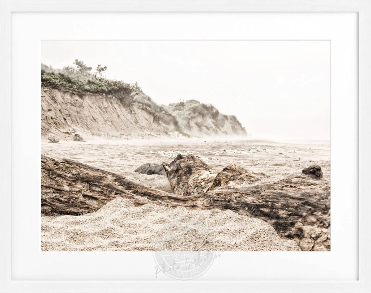 Schwarz-weiß Poster mit Rahmen, Hamptons Long Island Beach Motiv, 31x25 cm, von Cosman-Photocollection