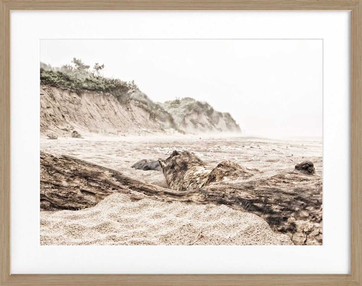 Schwarz-weißer Poster mit Rahmen, Hamptons Long Island ’Beach’ von Cosman-Photocollection, 31x25 cm, Meeresmotiv