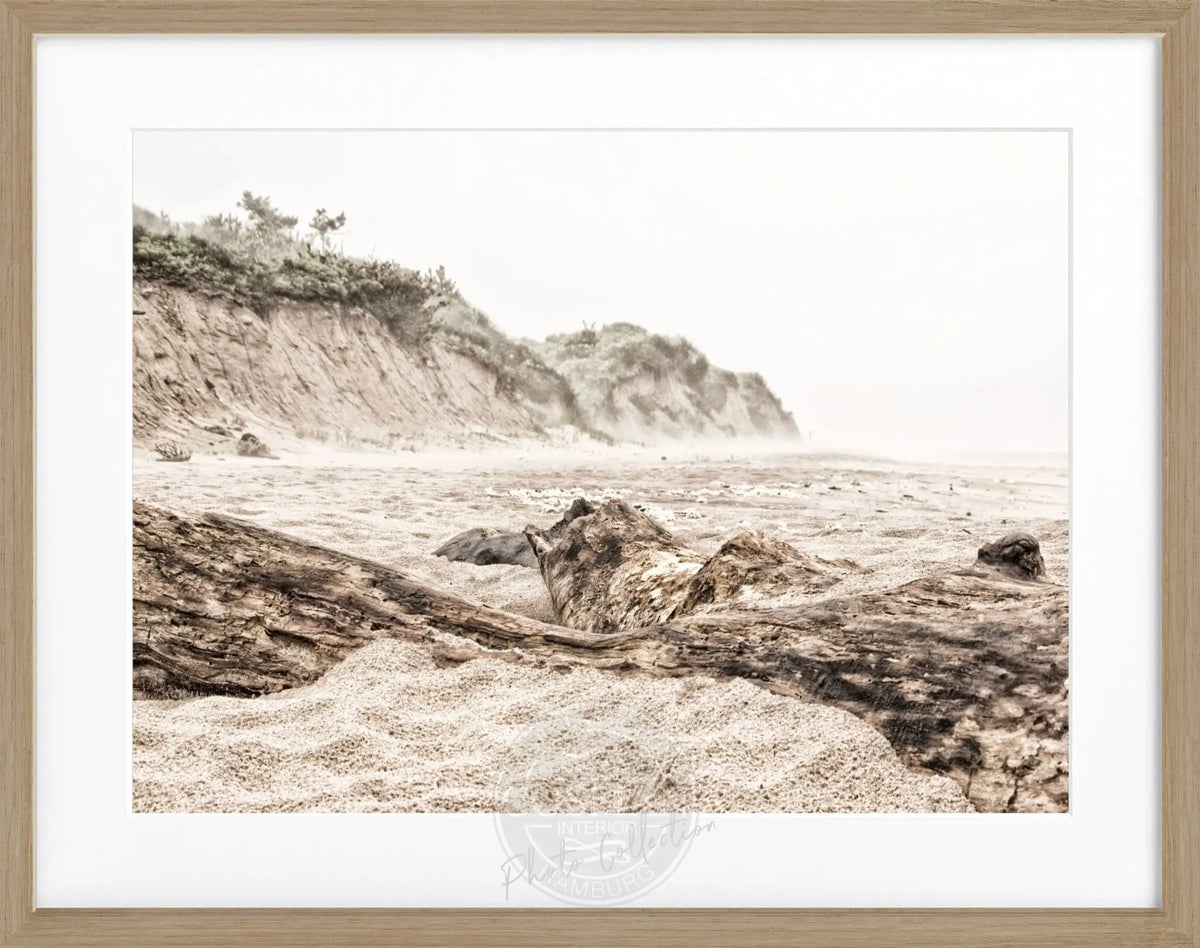 Schwarz-weißer Poster mit Rahmen, Hamptons Long Island ’Beach’ von Cosman-Photocollection, 31x25 cm, Meeresmotiv