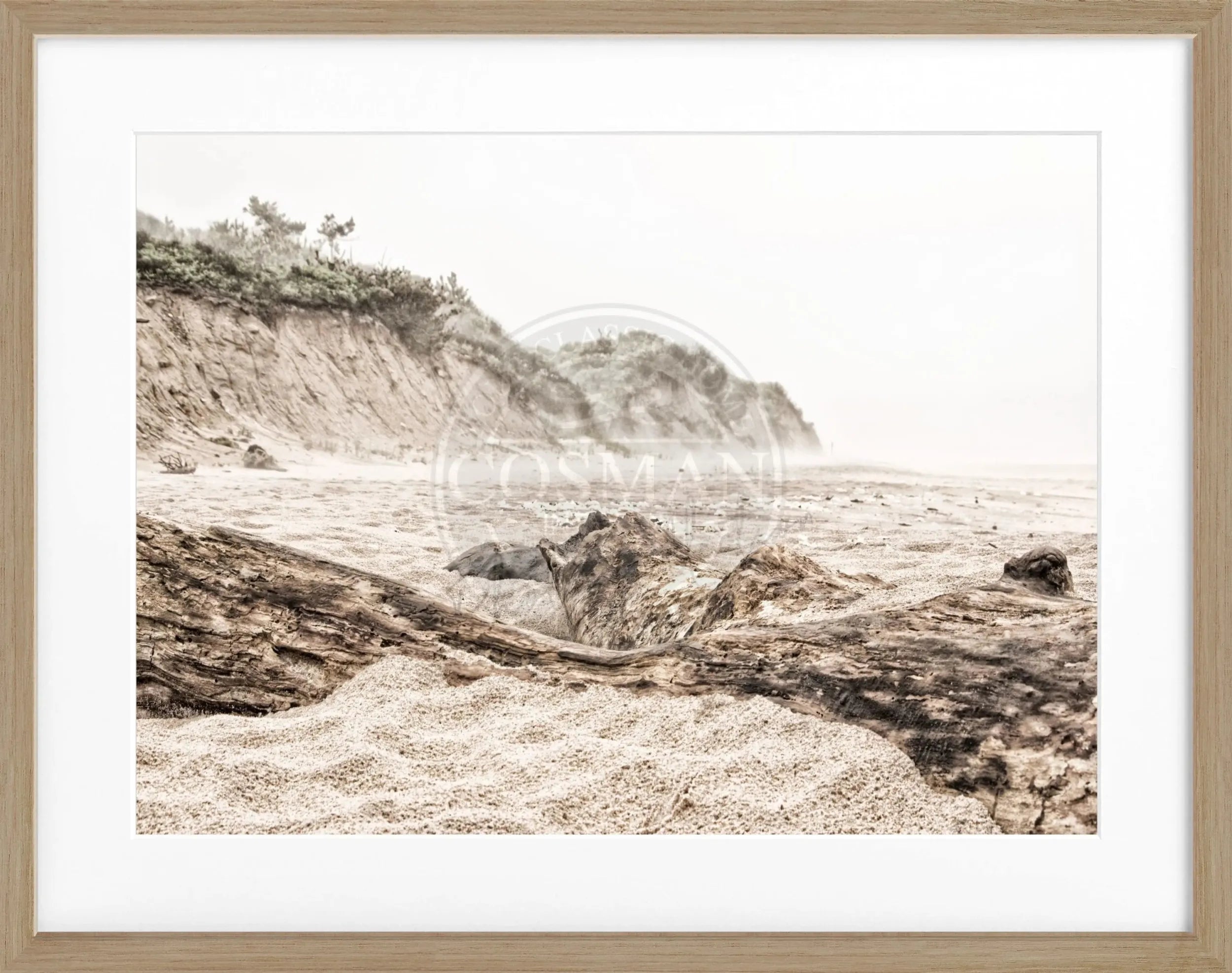 Schwarz-weißer Poster mit Rahmen, Hamptons Long Island ’Beach’ von Cosman-Photocollection, 31x25 cm, Meeresmotiv