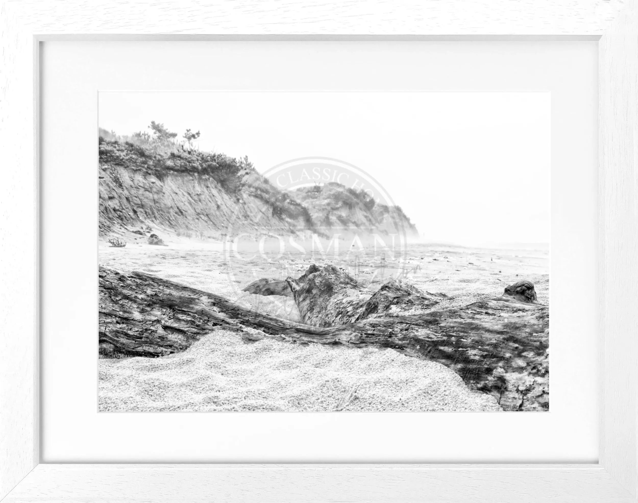 Schwarz-weißer Poster mit Rahmen, Hamptons Long Island Beach-Motiv, von Cosman-Photocollection, 31x25 cm