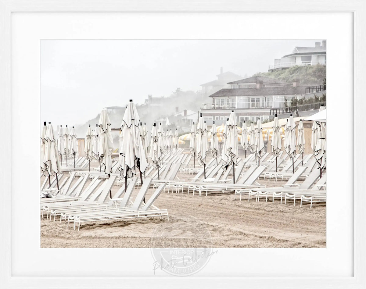 Schwarz-weiß Poster mit Rahmen, Hamptons Long Island ‚Beach‘, Cosman-Photocollection, 31x25cm, dekoratives Wandbild