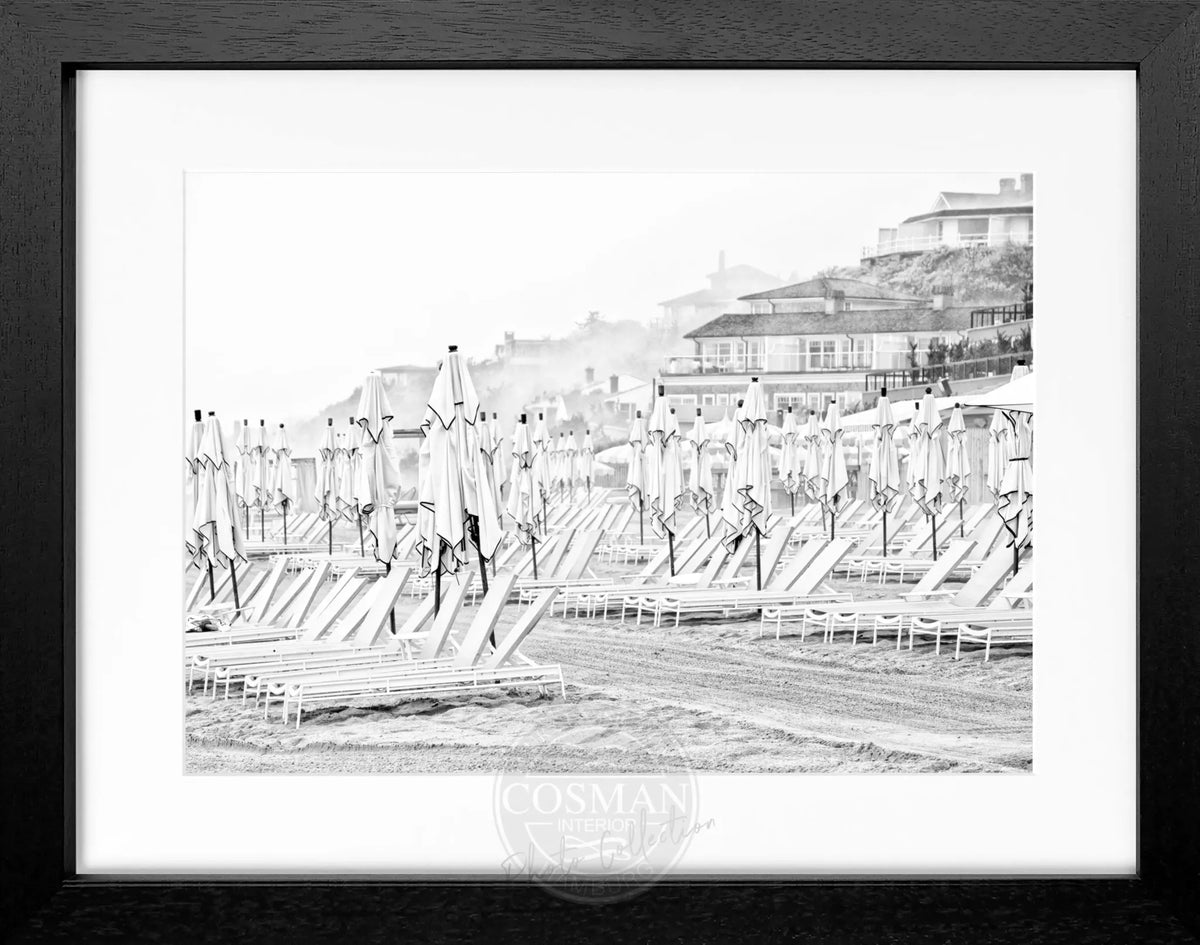 Schwarz-weiß Poster mit Rahmen, Hamptons Long Island ’Beach’ von Cosman-Photocollection, 31x25cm, Strandmotiv