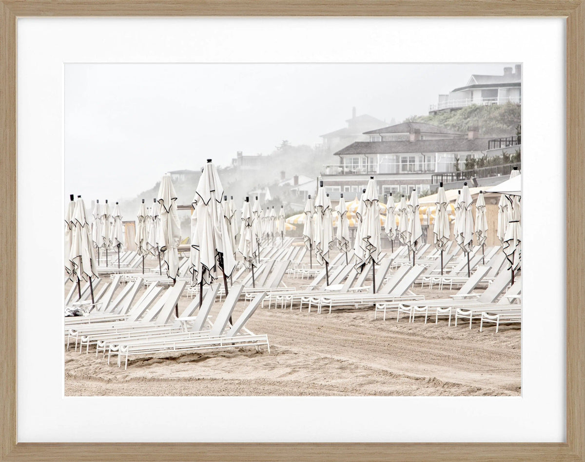 Schwarz-weiß Poster mit Rahmen, Hamptons Long Island ’Beach’ von Cosman-Photocollection, 31x25 cm, Strandmotiv.