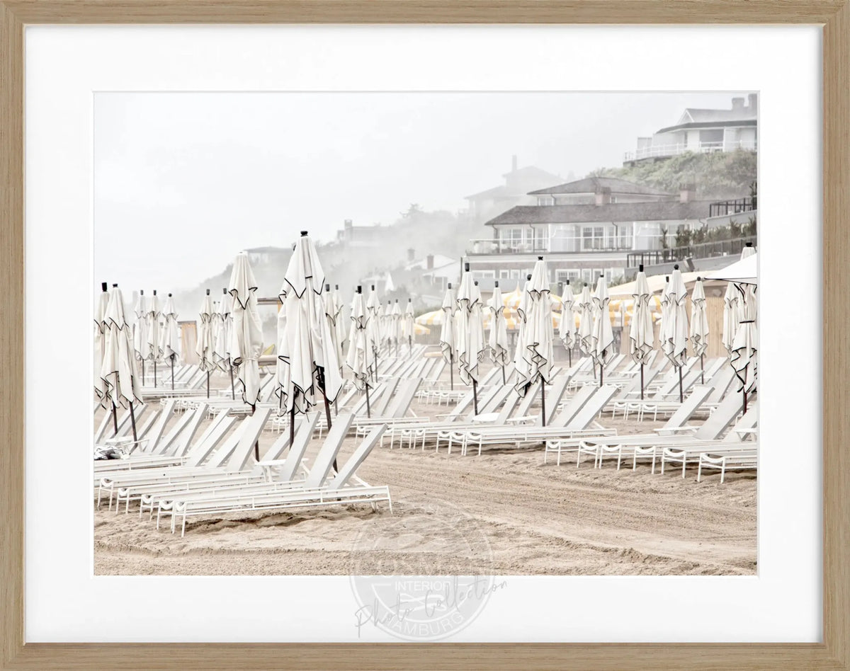 Schwarz-weiß Poster mit Rahmen, Hamptons Long Island ’Beach’ von Cosman-Photocollection, 31x25 cm, Strandmotiv.