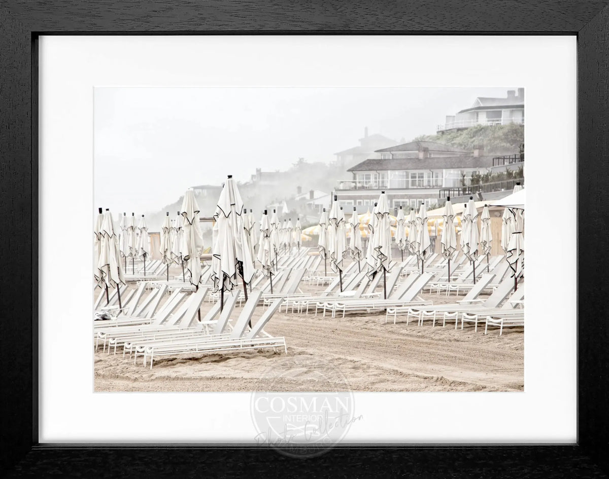 Schwarz-weiß Poster mit Rahmen, Hamptons Long Island ’Beach’ von Cosman-Photocollection, 31x25cm, maritime Strandkulisse