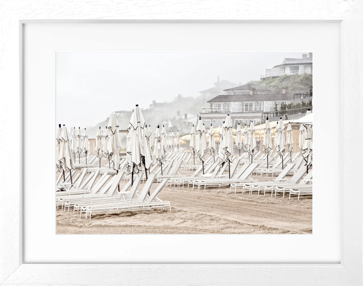 Schwarz-weiß Poster mit Rahmen, Hamptons Long Island ’Beach’, von Cosman-Photocollection, 31x25 cm, Meer- und Strandmotiv