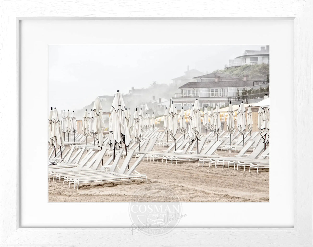 Schwarz-weiß Poster mit Rahmen, Hamptons Long Island ’Beach’, von Cosman-Photocollection, 31x25 cm, Meer- und Strandmotiv