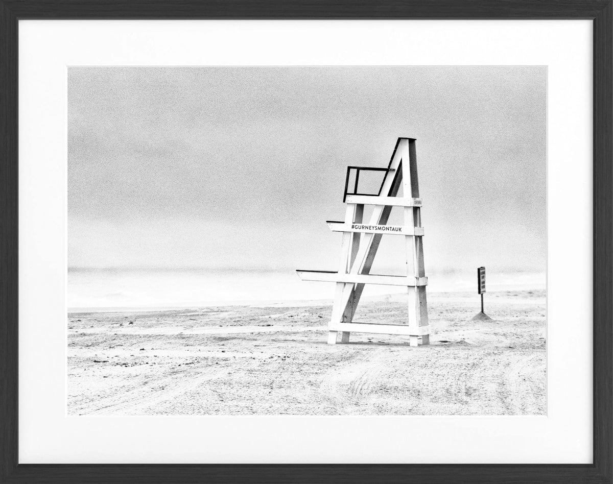 Schwarz-weiß Poster mit Rahmen, Hamptons Long Island Strand, von Cosman-Photocollection, 31x25 cm, maritime Atmosphäre