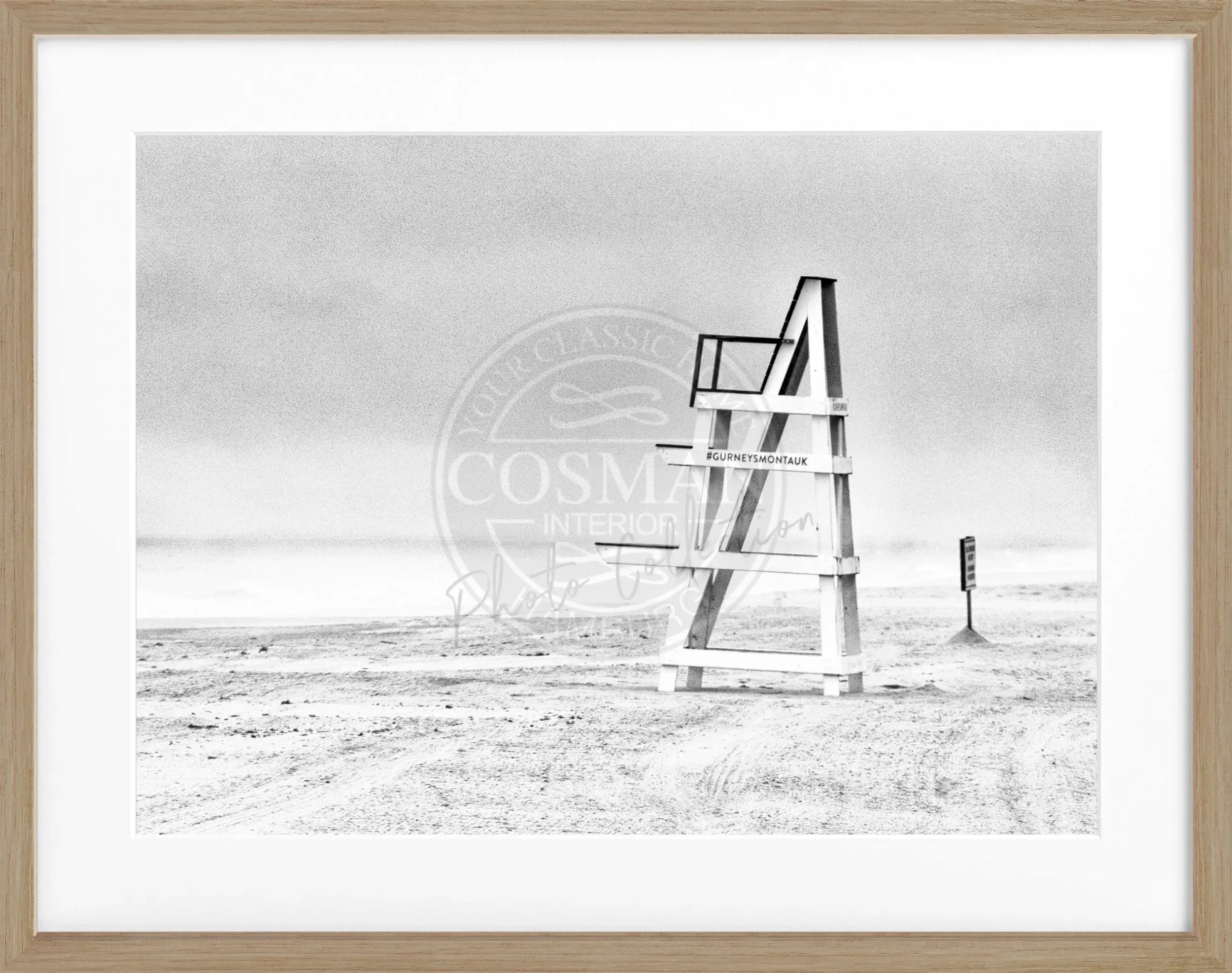 Schwarz-weiß Poster mit Rahmen, Hamptons Long Island ‘Beach’, von Cosman-Photocollection, 31cm x 25cm, kunstvolles Meeresmotiv