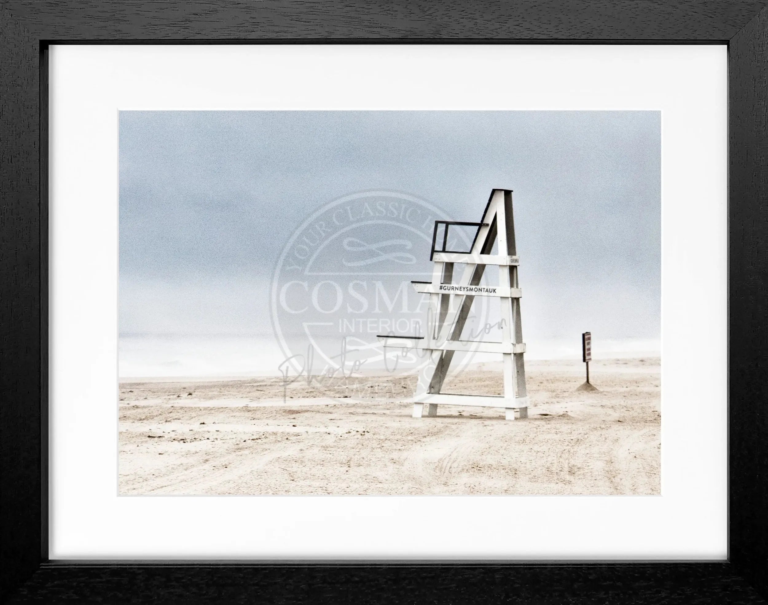Schwarz-weiß Poster mit Rahmen, Hamptons Long Island ’Beach’, Cosman-Photocollection, 31x25cm, Strandmotiv
