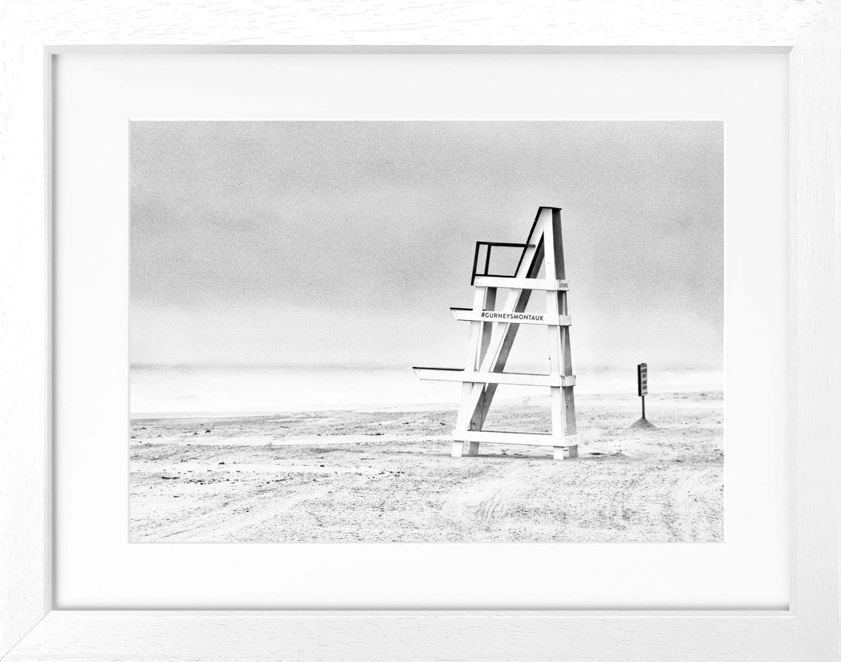 Schwarz-weiß Poster mit Rahmen, Hamptons Long Island Beach Motiv, 31x25 cm, von Cosman-Photocollection