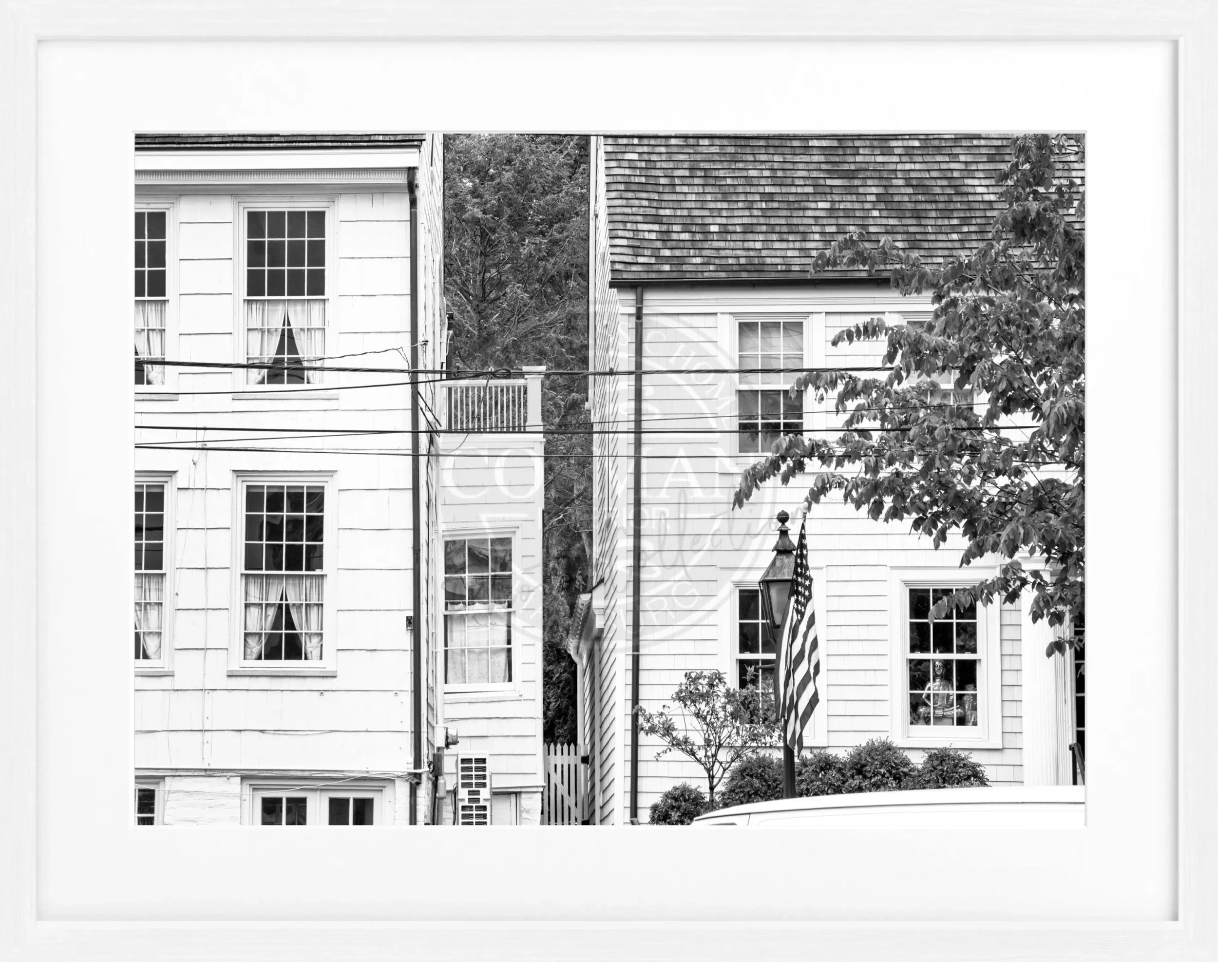 Schwarz-weiß Poster mit Rahmen, Hamptons Long Island HM22, 31x25cm, von Cosman-Photocollection, Wanddekoration mit Motiv