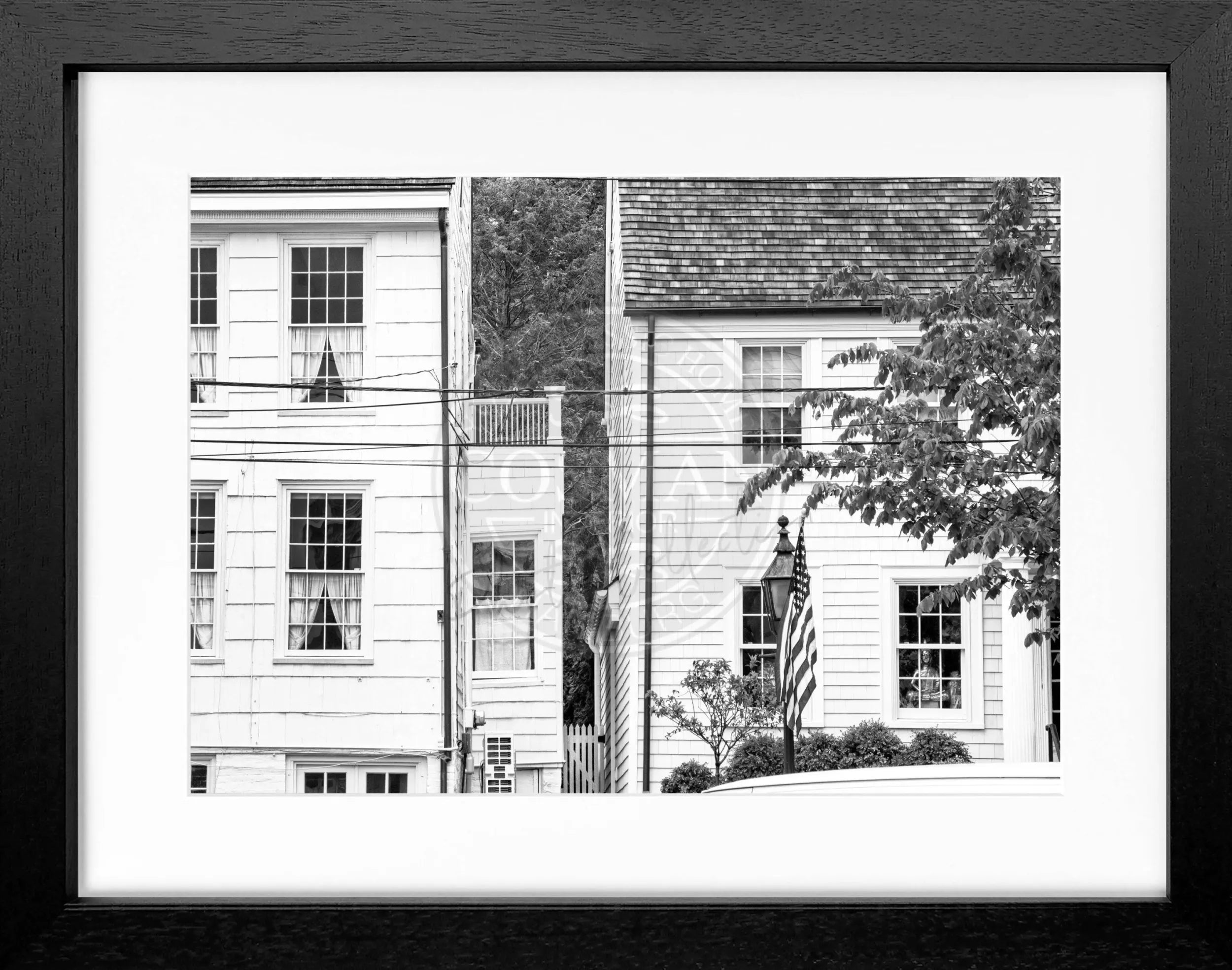 Schwarz-weiß Poster mit Rahmen von Cosman-Photocollection, Hamptons Long Island, Maße 31x25cm, stilvolle Wanddekoration