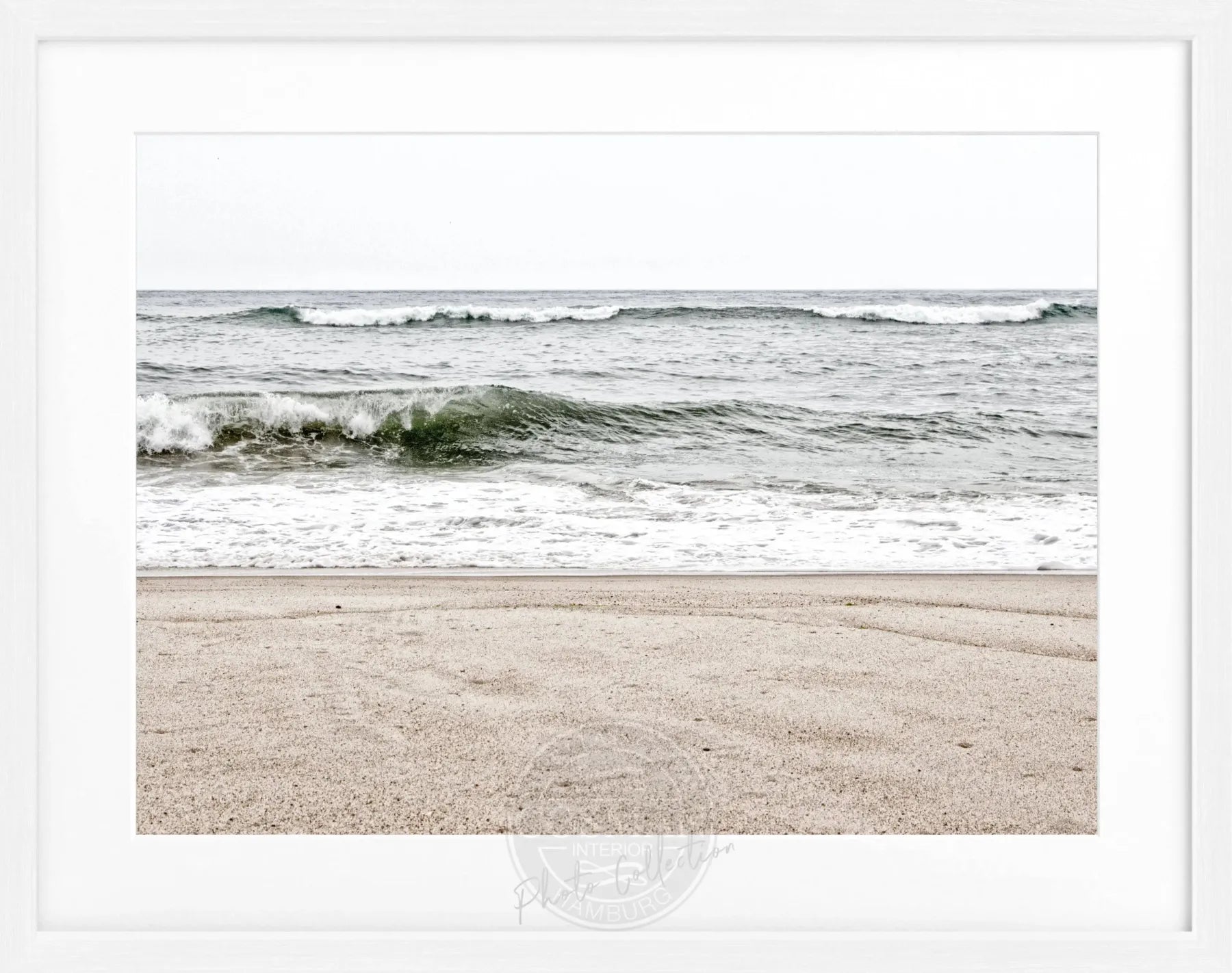 Schwarz-weiß Poster mit Rahmen, Hamptons Long Island ’Ocean’, von Cosman-Photocollection, 31x25 cm, stilvolle Wanddekoration