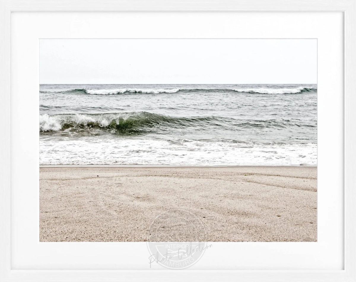 Schwarz-weiß Poster mit Rahmen, Hamptons Long Island ’Ocean’, von Cosman-Photocollection, 31x25 cm, stilvolle Wanddekoration