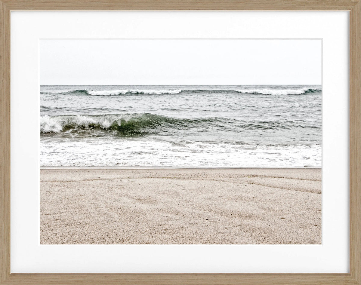 Schwarz-weiß Poster mit Rahmen, Hamptons Long Island ’Ocean’ von Cosman-Photocollection, 31x25 cm, Maritime Fotografie