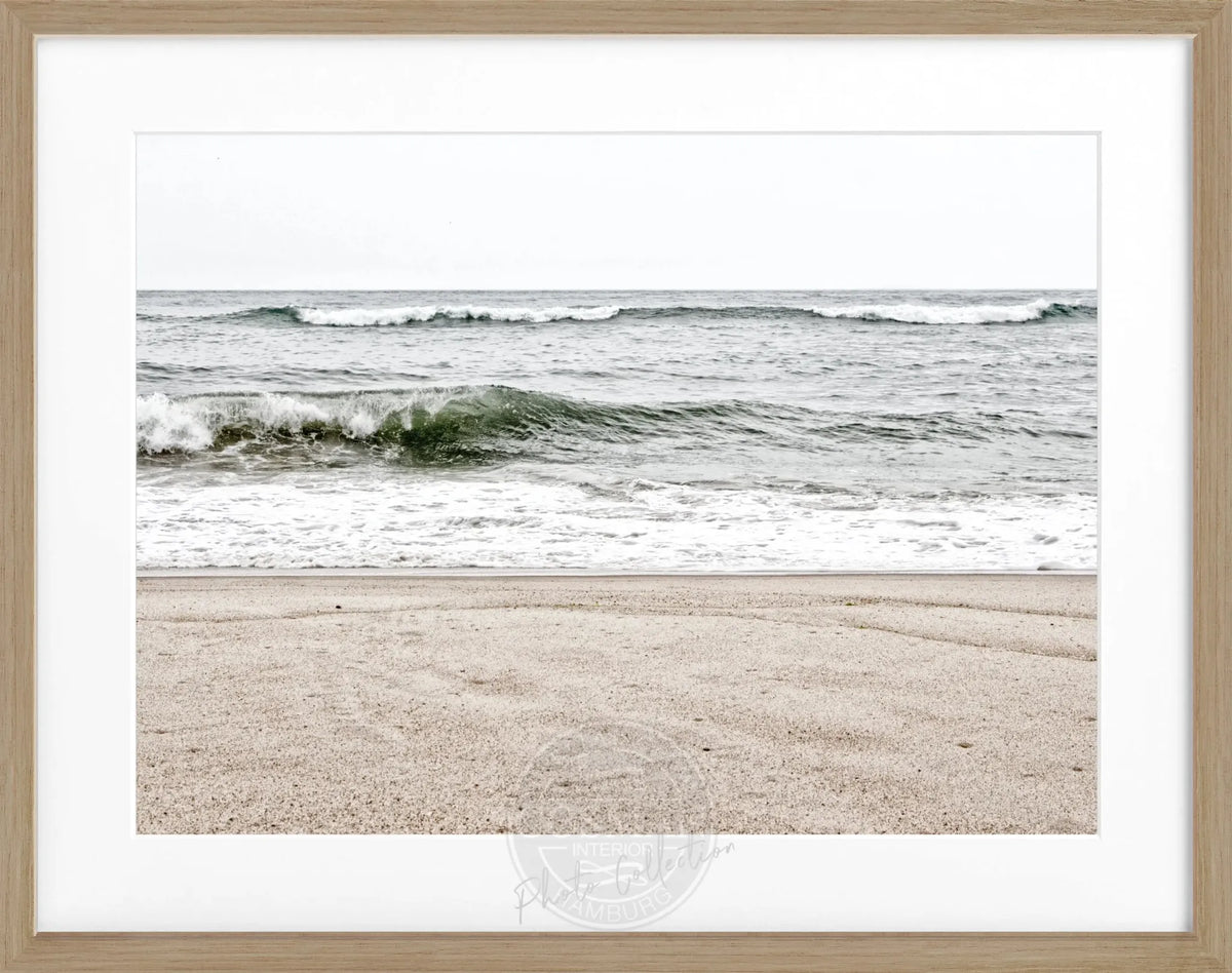 Schwarz-weiß Poster mit Rahmen, Hamptons Long Island ’Ocean’ von Cosman-Photocollection, 31x25 cm, Maritime Fotografie