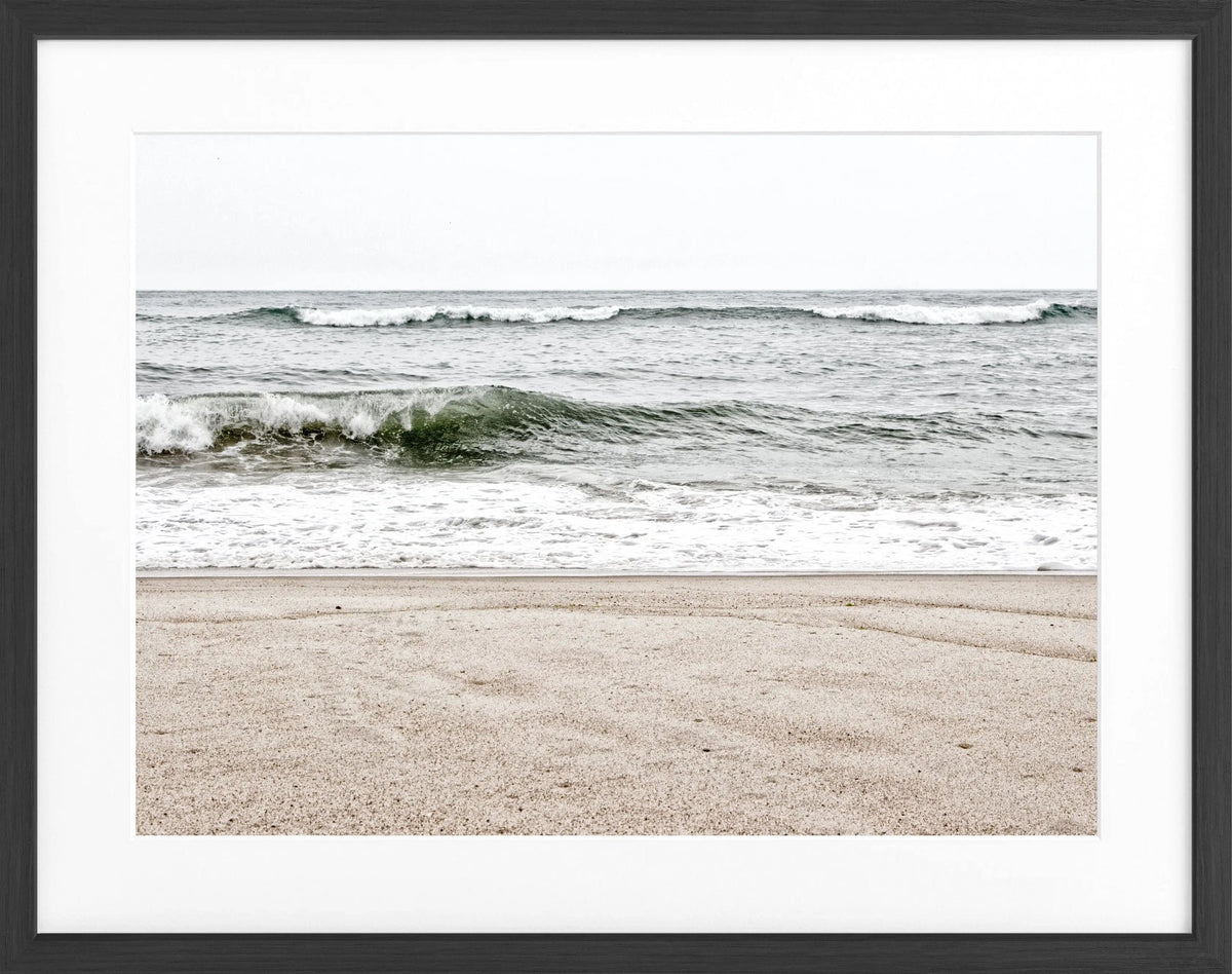 Schwarz-weiß Poster mit Rahmen, Hamptons Long Island Ocean, von Cosman-Photocollection, ca. 31x25 cm, maritimes Motiv