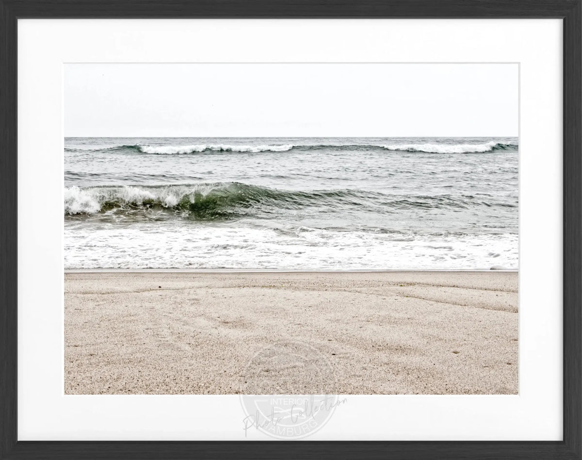 Schwarz-weiß Poster mit Rahmen, Hamptons Long Island Ocean, von Cosman-Photocollection, ca. 31x25 cm, maritimes Motiv