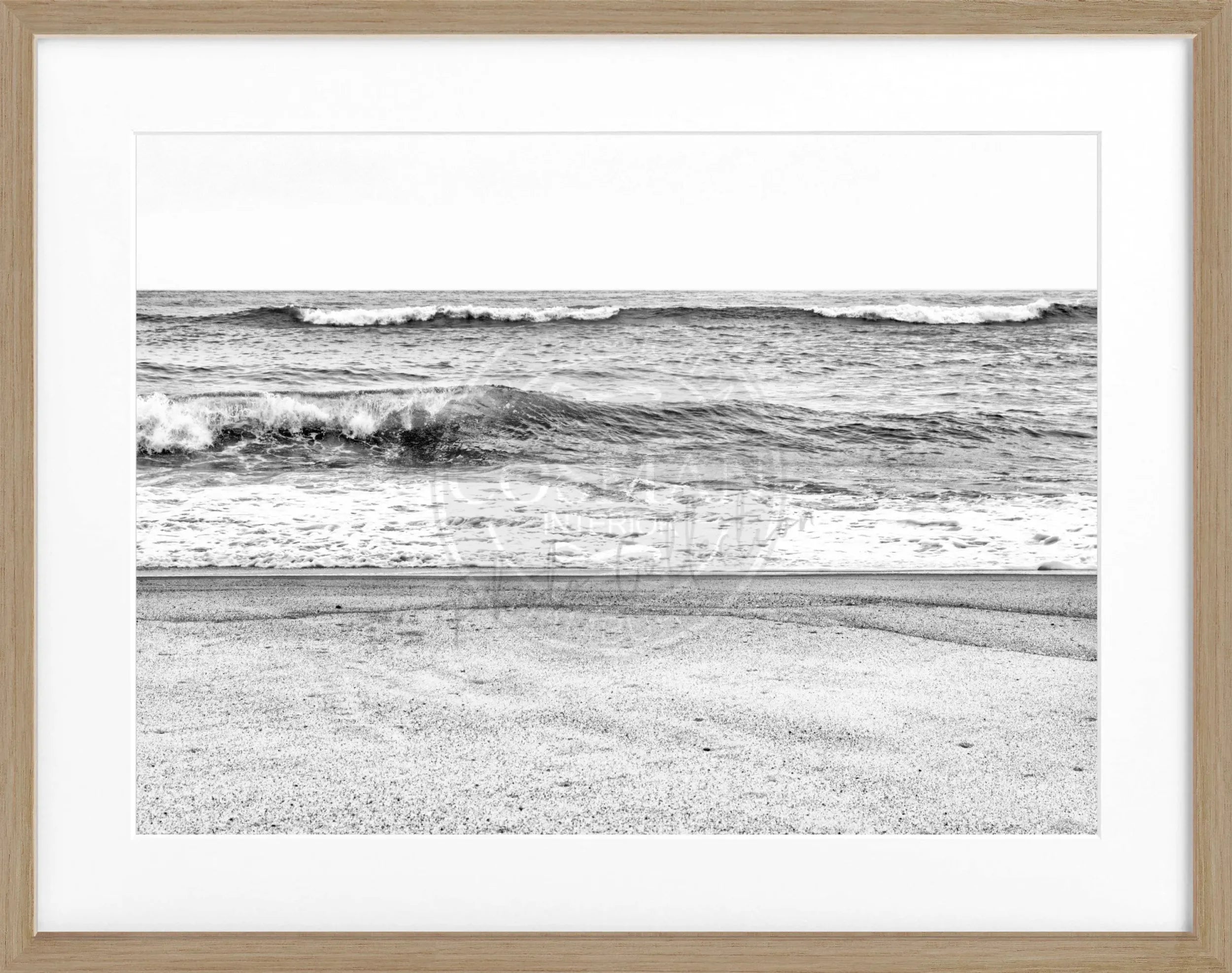 Schwarz-weiß Poster mit Rahmen, Hamptons Long Island ’Ocean’ von Cosman-Photocollection, 31x25 cm, modernes Meeresmotiv