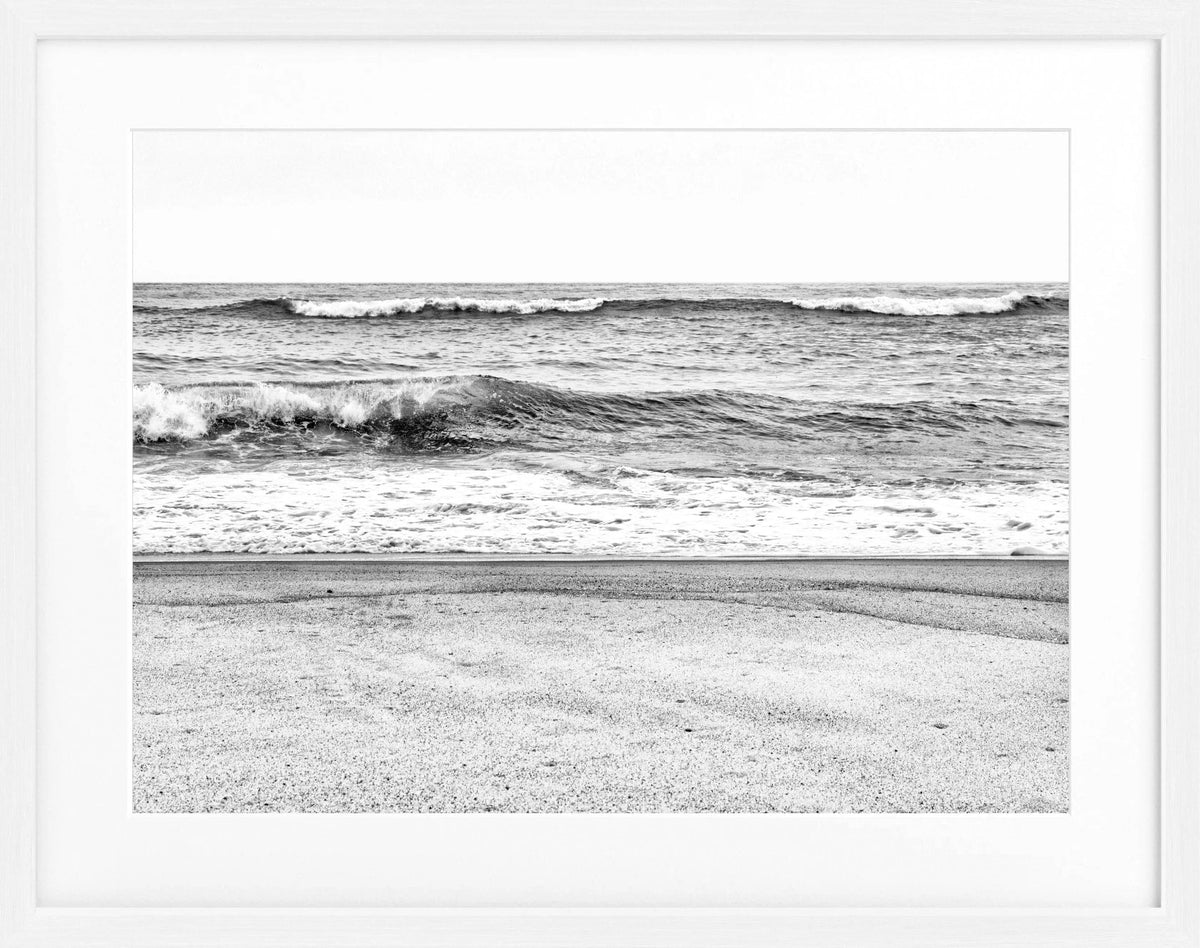 Schwarz-weiß Poster mit Rahmen, Hamptons Long Island Ocean von Cosman-Photocollection, 31x25 cm, elegantes Meeresmotiv