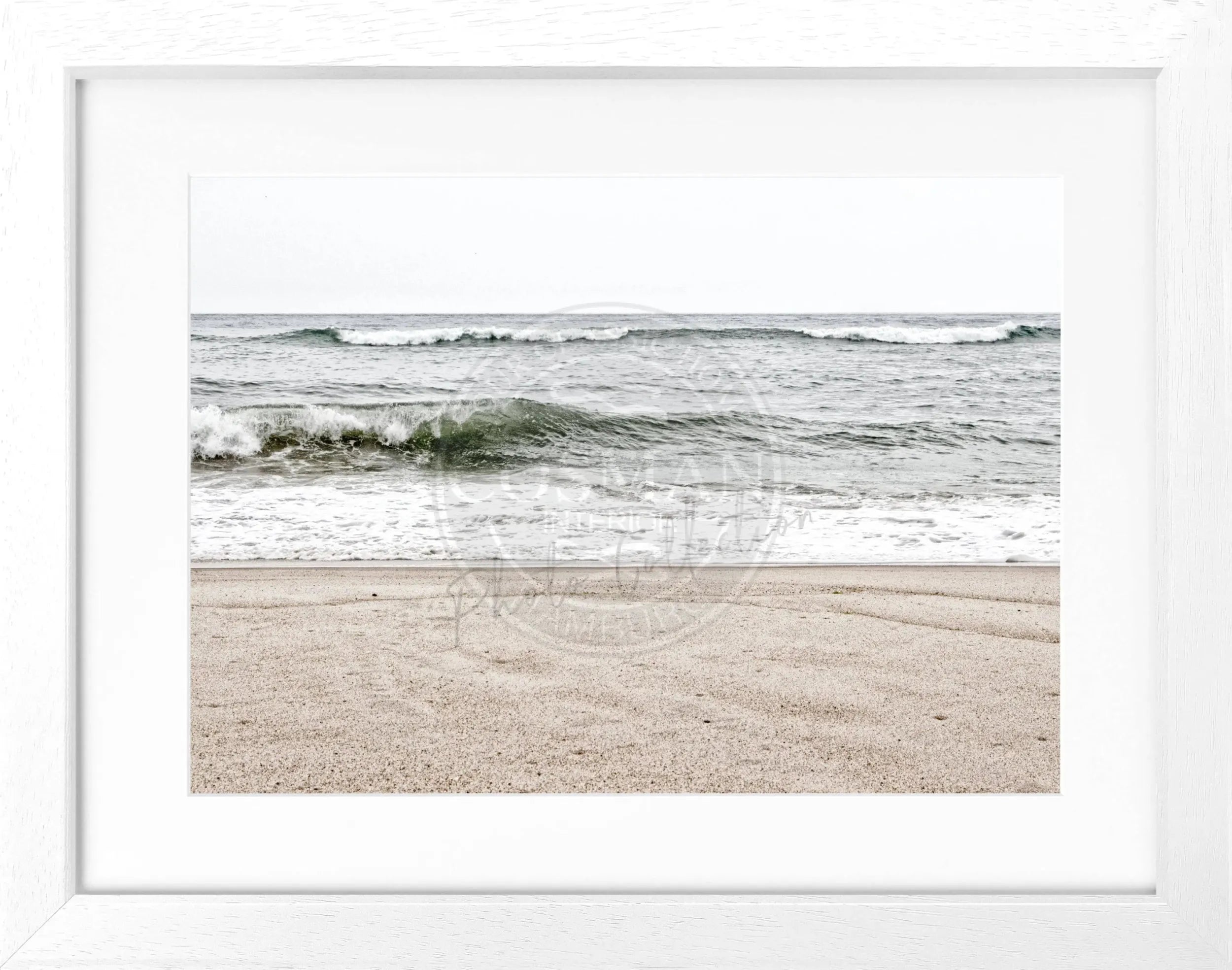 Schwarz-weiß Poster mit Rahmen von Cosman-Photocollection, Hamptons Long Island Ocean, 31x25cm, maritime Motiv