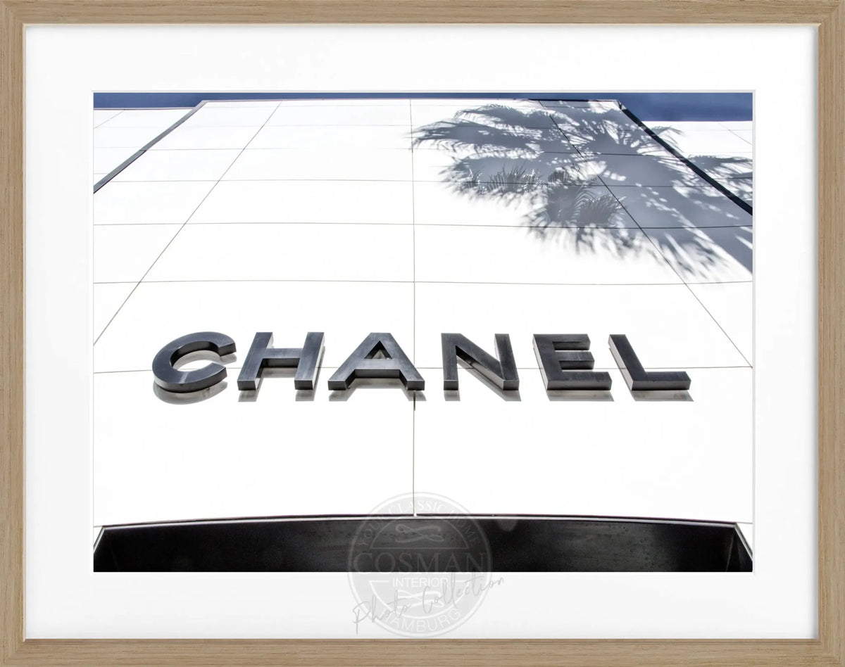 Schwarzweiß-Poster mit Rahmen, Kalifornien Beverly Hills, Chanel-Motiv, von Cosman-Photocollection, 31x25 cm