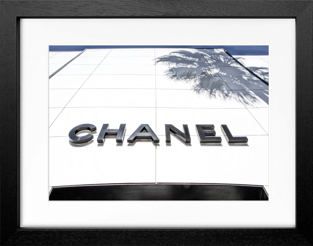 Schwarz-weiß Poster mit Rahmen, Kalifornien Beverly Hills, mit Chanel-Motiv, von Cosman-Photocollection, 31x25 cm