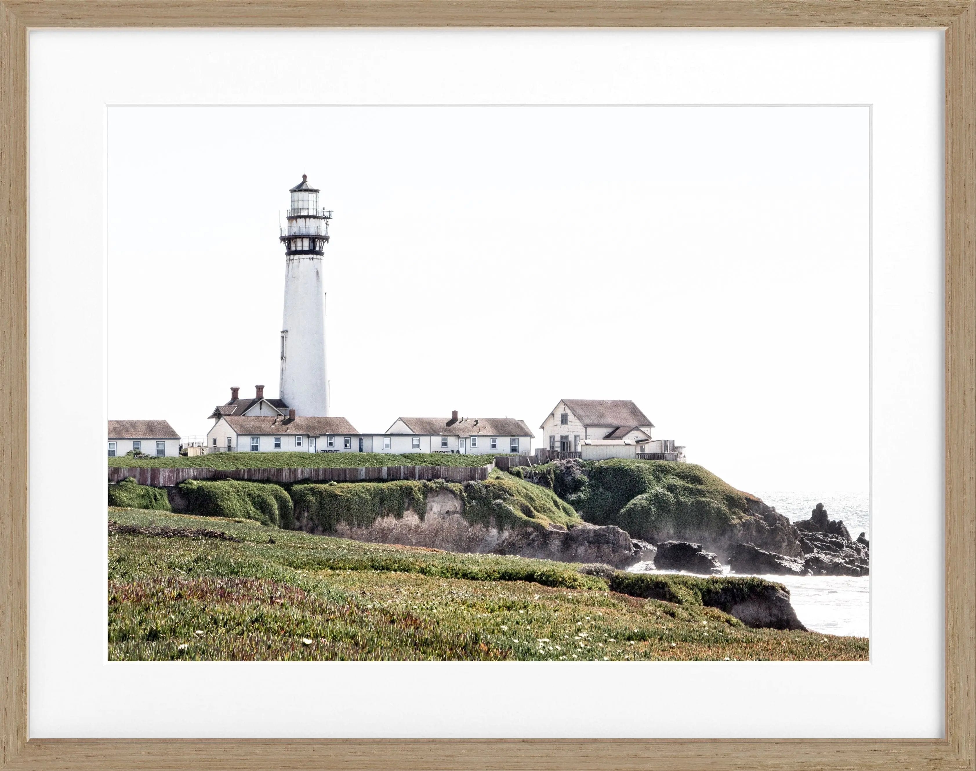 Schwarz-weiß Poster mit Rahmen von Kalifornien, Leuchtturm Motiv, von Cosman-Photocollection, 31x25 cm