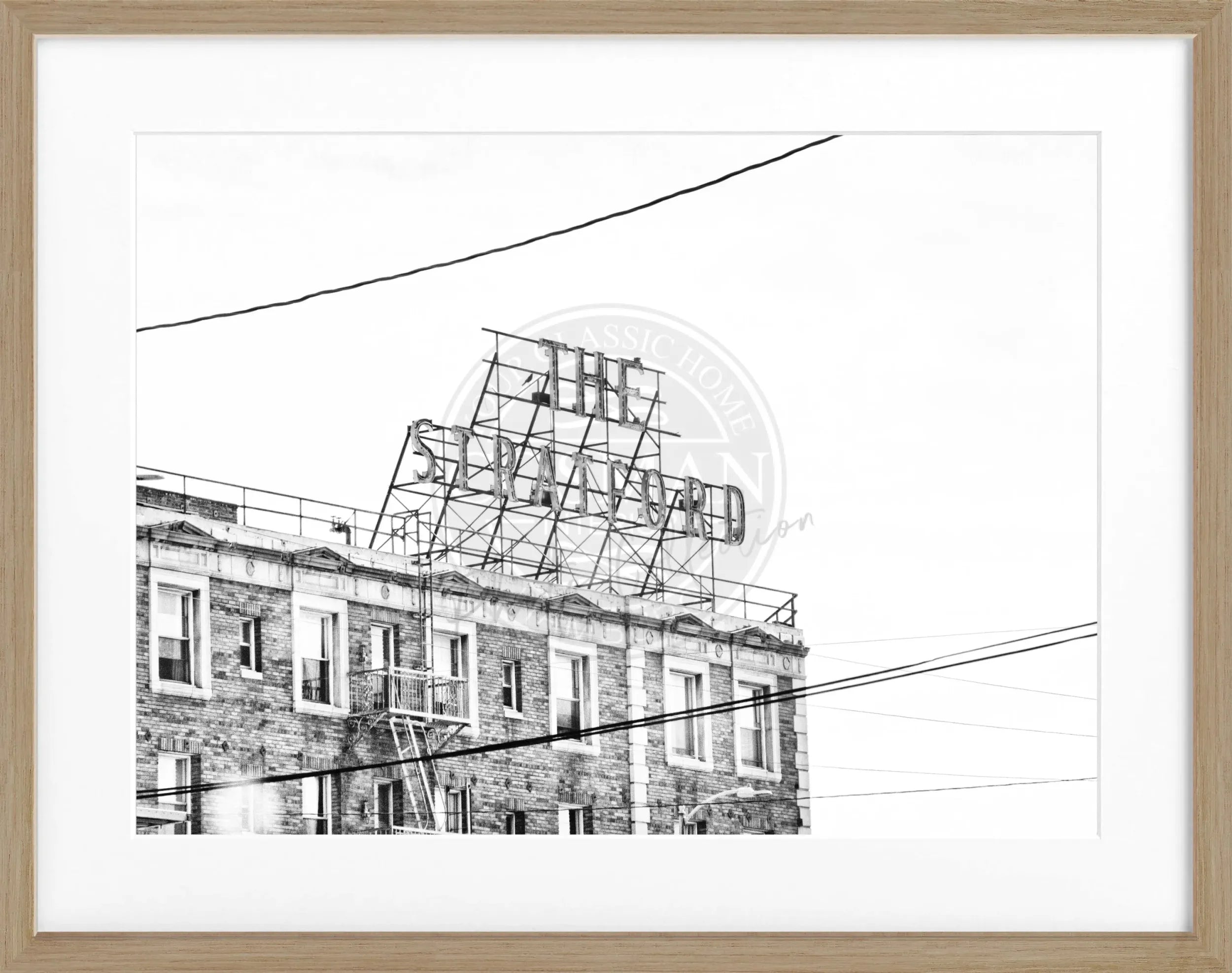 Schwarz-weiß Poster mit Rahmen von Cosman-Photocollection, Kalifornien Los Angeles Hotel ’The Stratford’, 31x25 cm, Motiv.