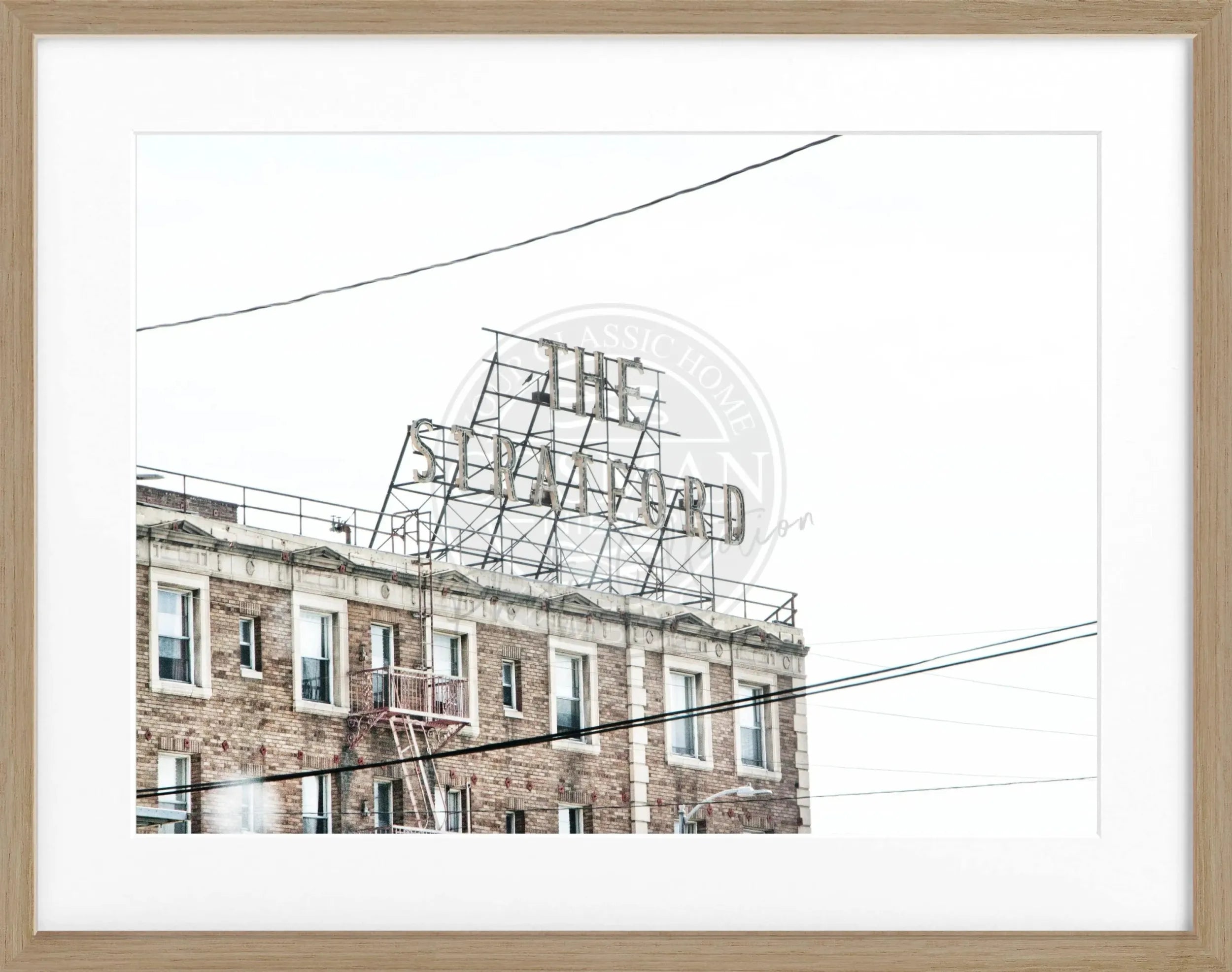 Schwarz-weiß Poster mit Rahmen, Kalifornien Los Angeles Hotel 'The Stratford', von Cosman-Photocollection, 31x25cm