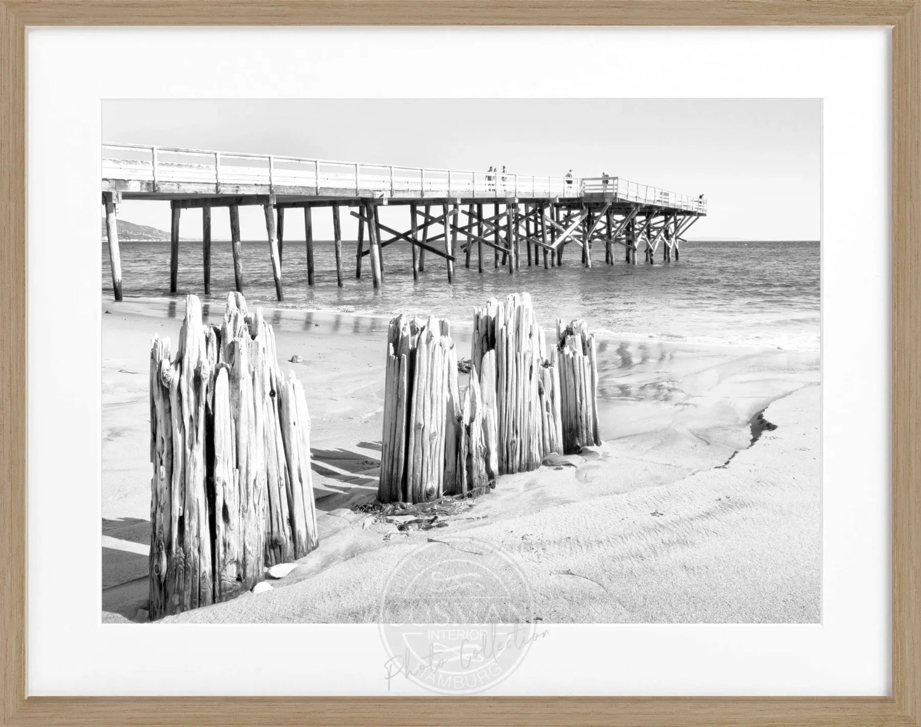 Schwarz-weiß Poster mit Rahmen, Kalifornien Malibu Beach, von Cosman-Photocollection, 31x25 cm, Wanddekoration